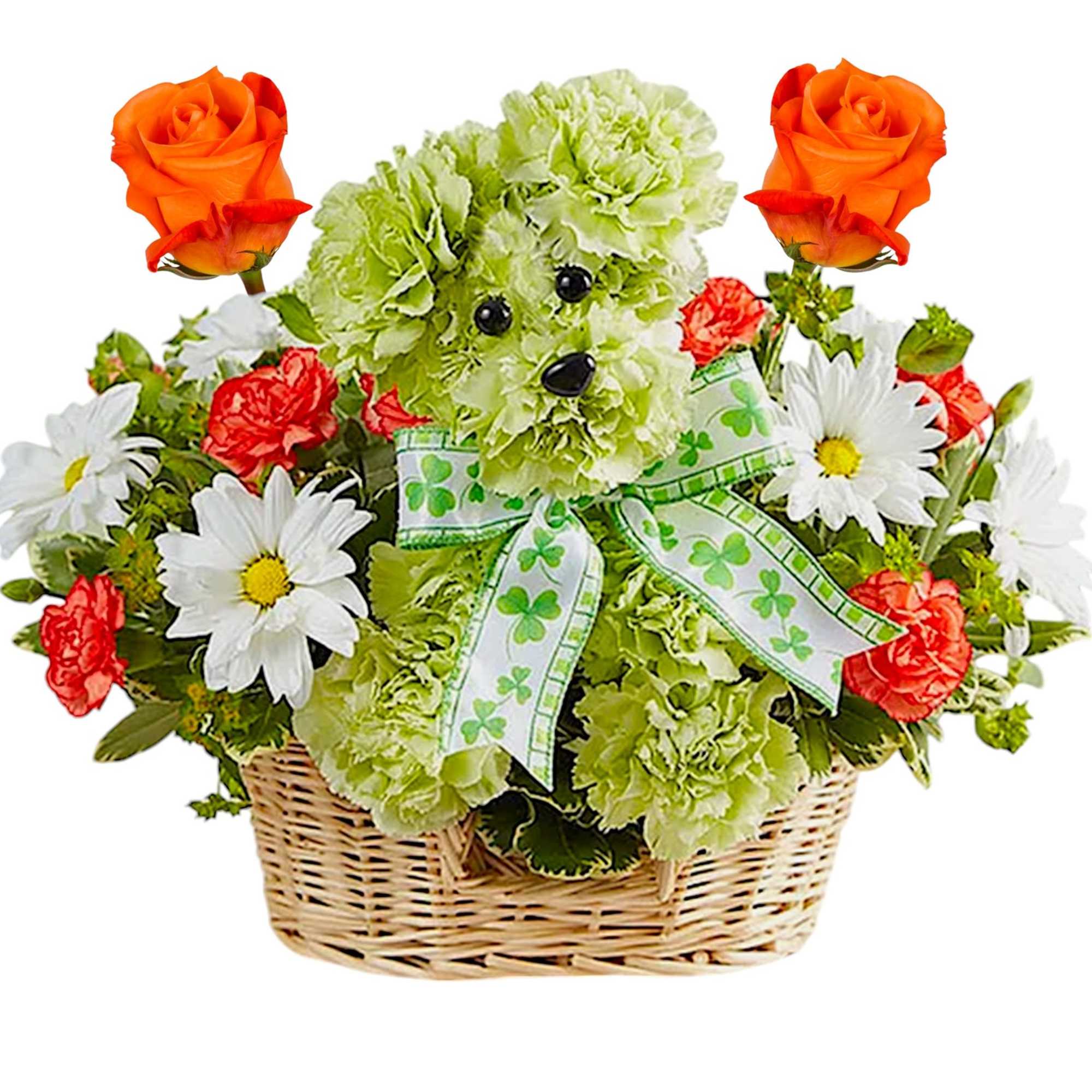 Unleash smiles with the lucky dog arrangement! Hand-designed in a charming basket