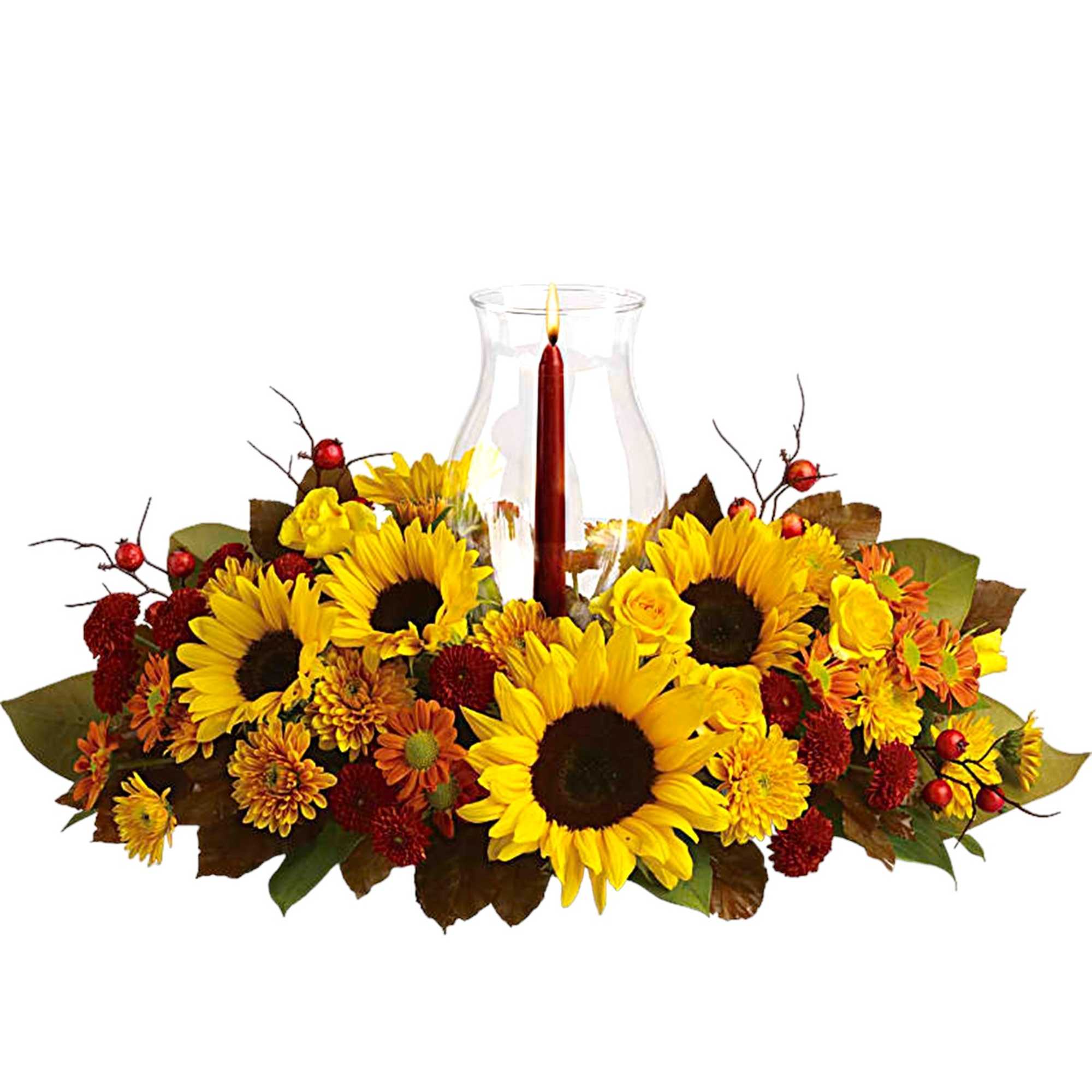 Sunflowers are the stars of this fabulous fall flower centerpiece! All the