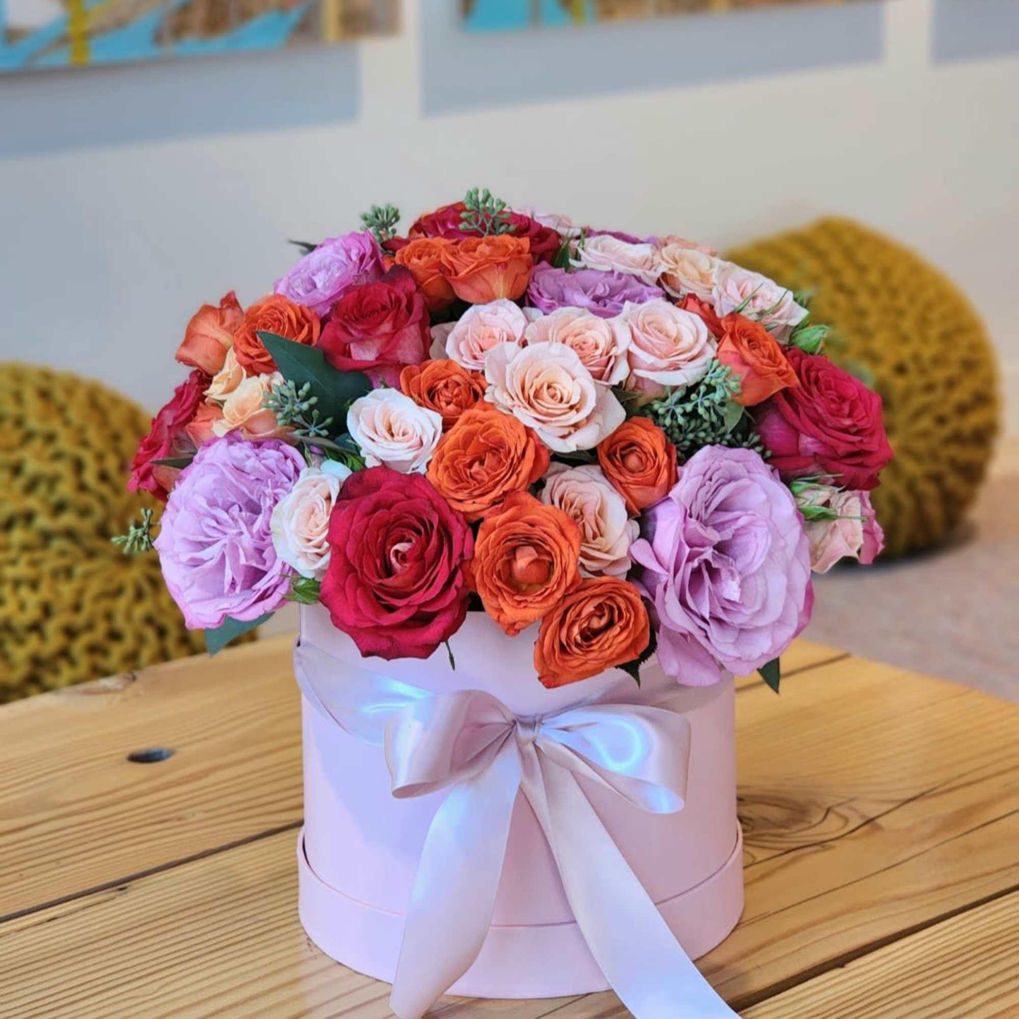 A luxurious arrangement indeed! Mixing bright colors like hot pink and lavander