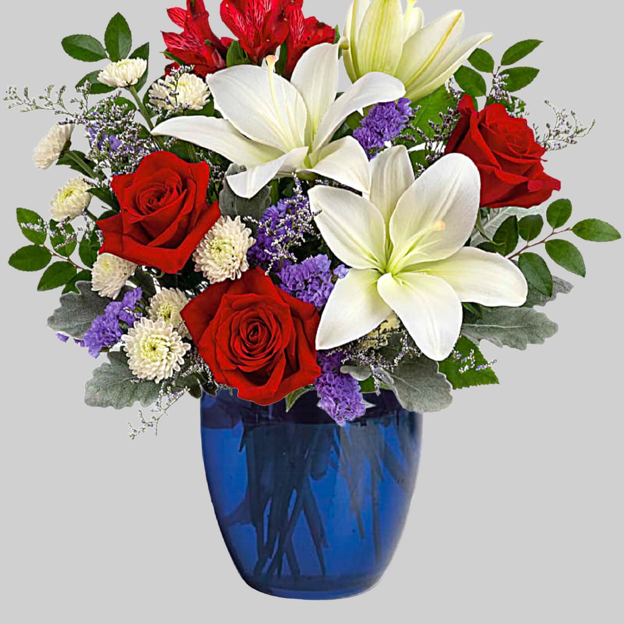 Revel in the crisp, classic color scheme of white lilies and radiant