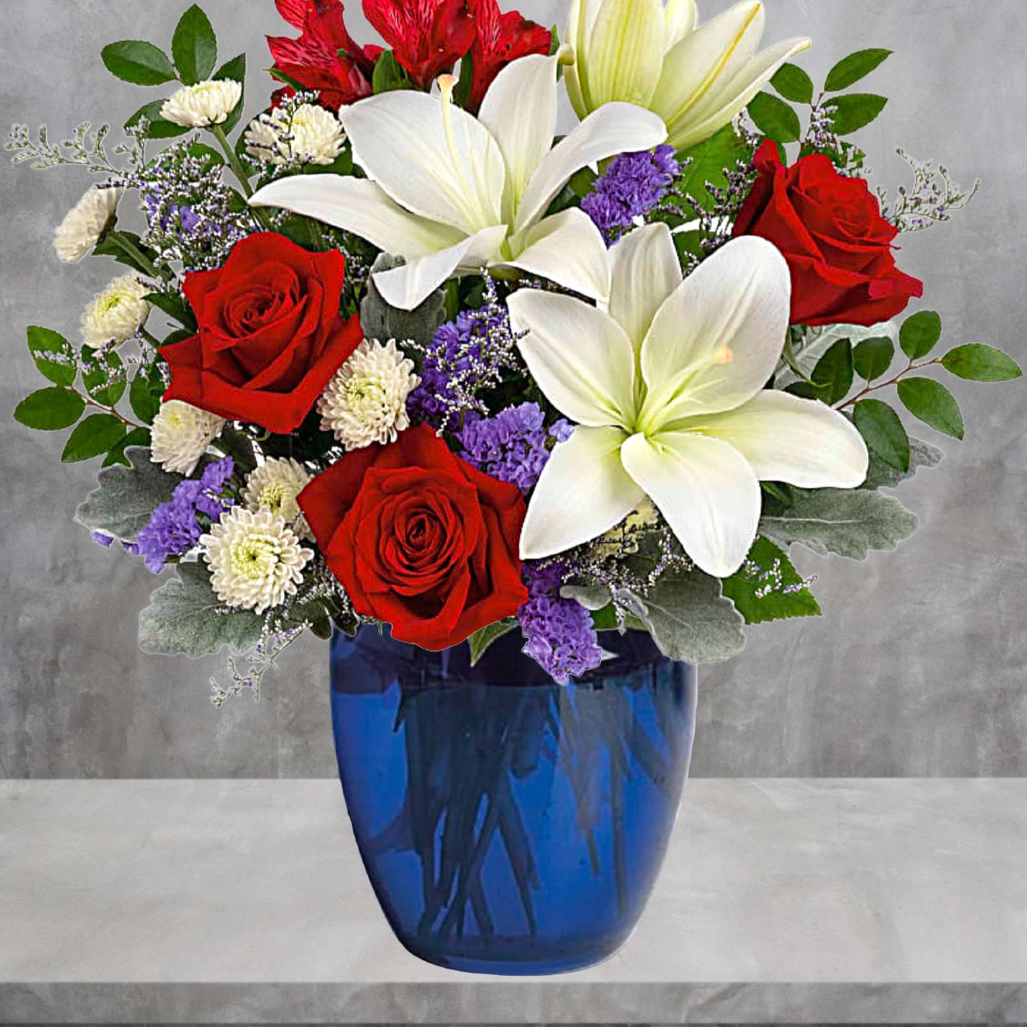 Revel in the crisp, classic color scheme of white lilies and radiant