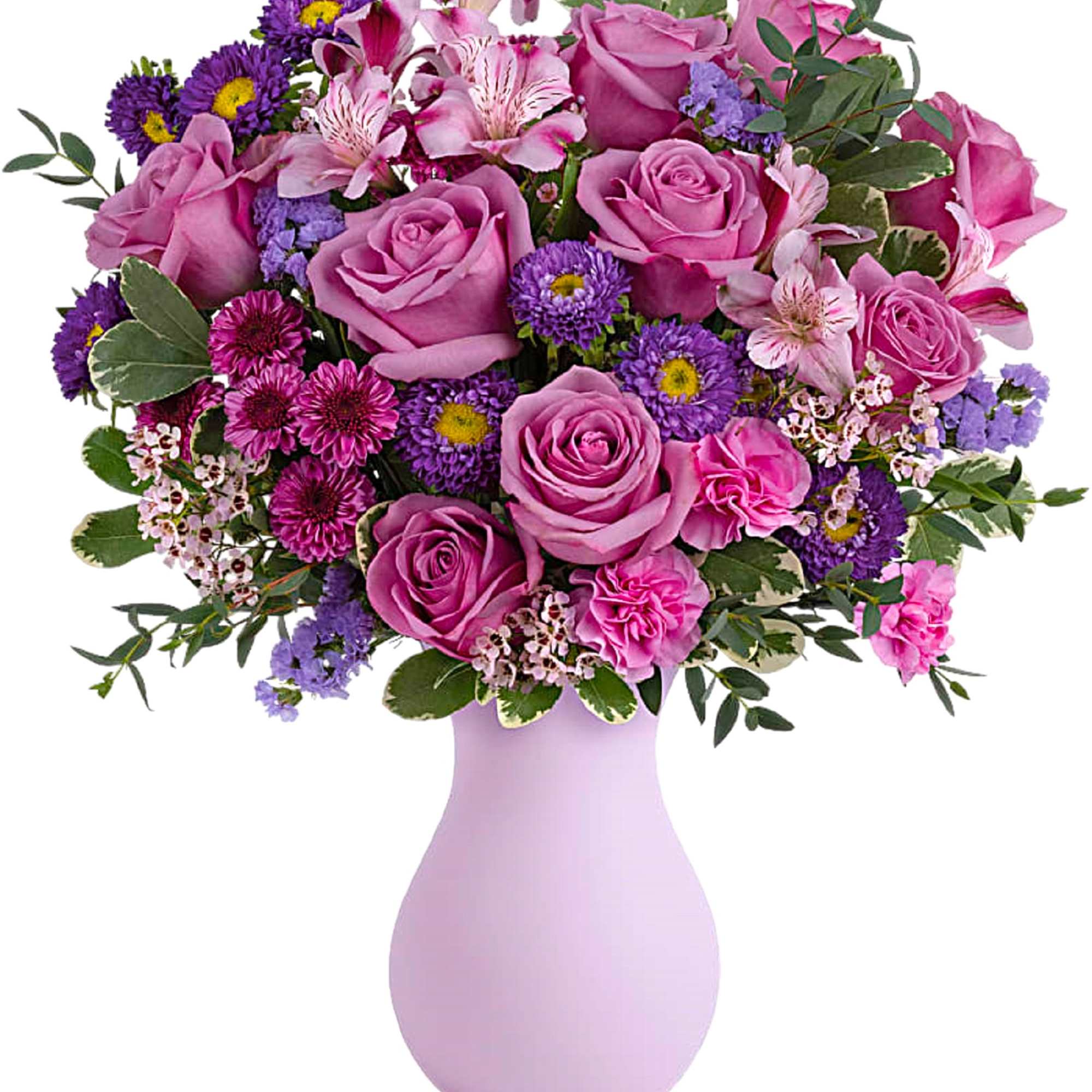 Pretty as a picture, this perfect purple arrangement spoils your someone special
