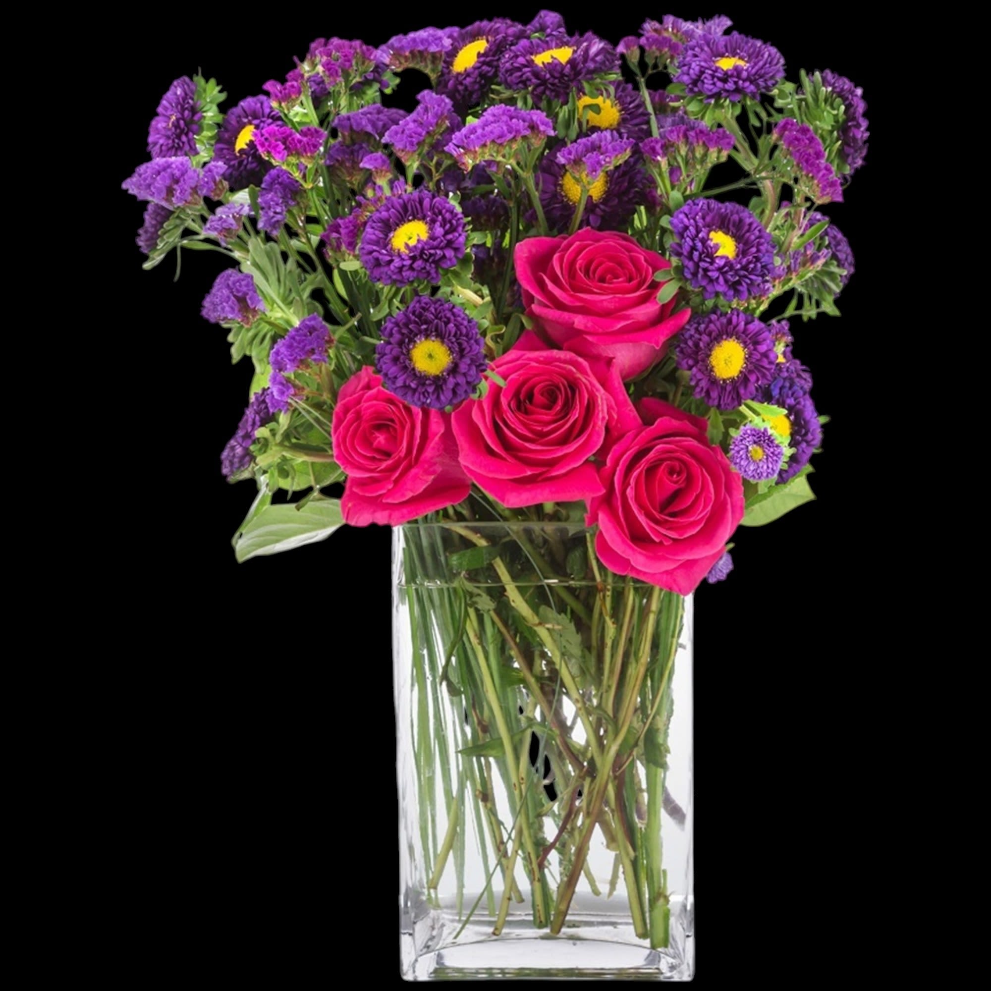 This pink and purple arrangement is tough! A good option to send