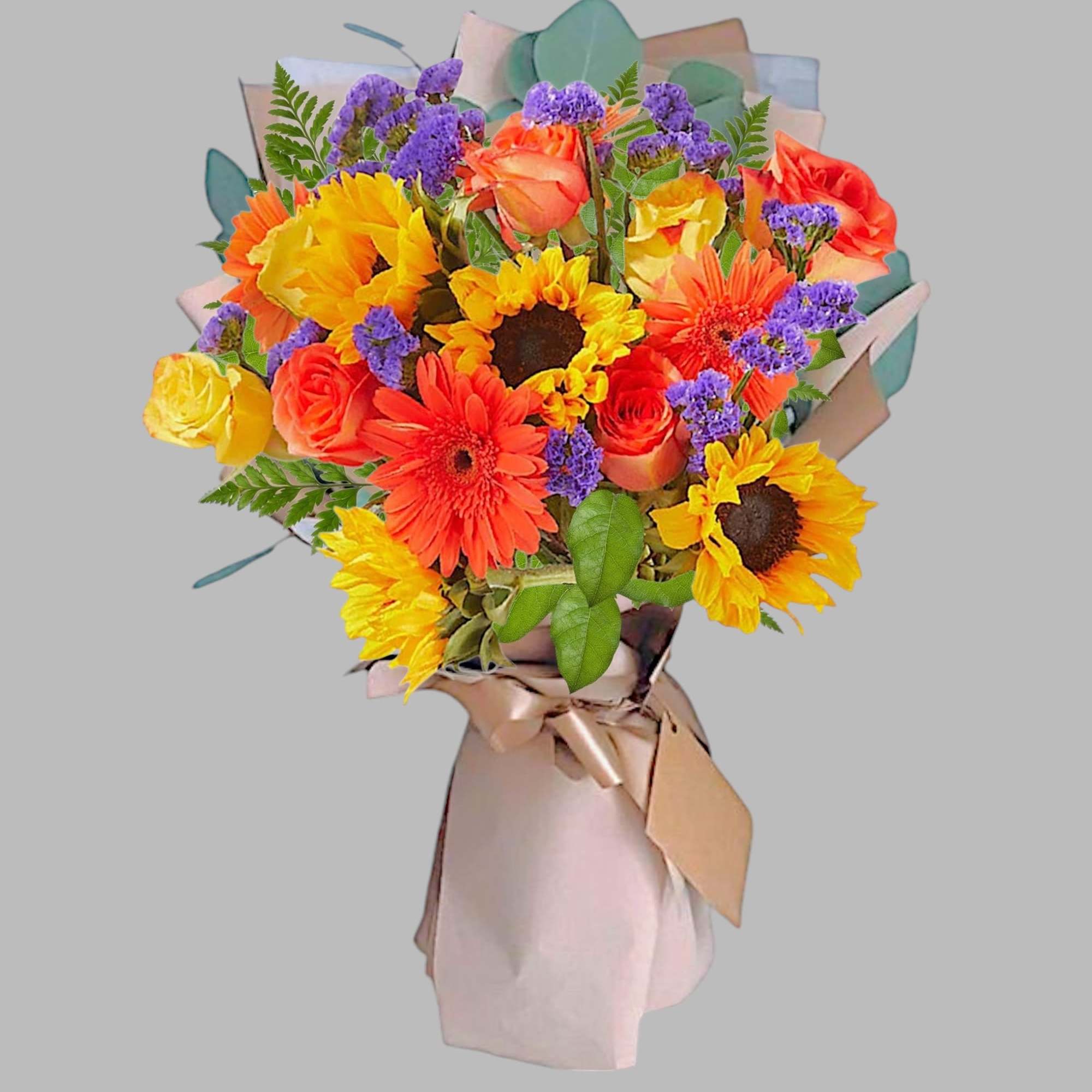 Cheer up someone&#039;s day with sunflowers and warm roses with our Blossoms