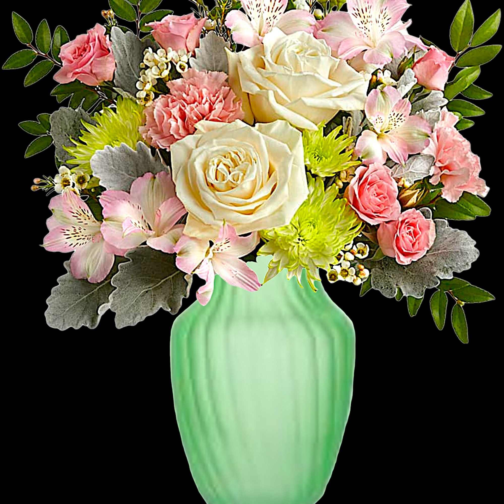 Fresh from the garden, this special refreshing rose arrangement is arranged in