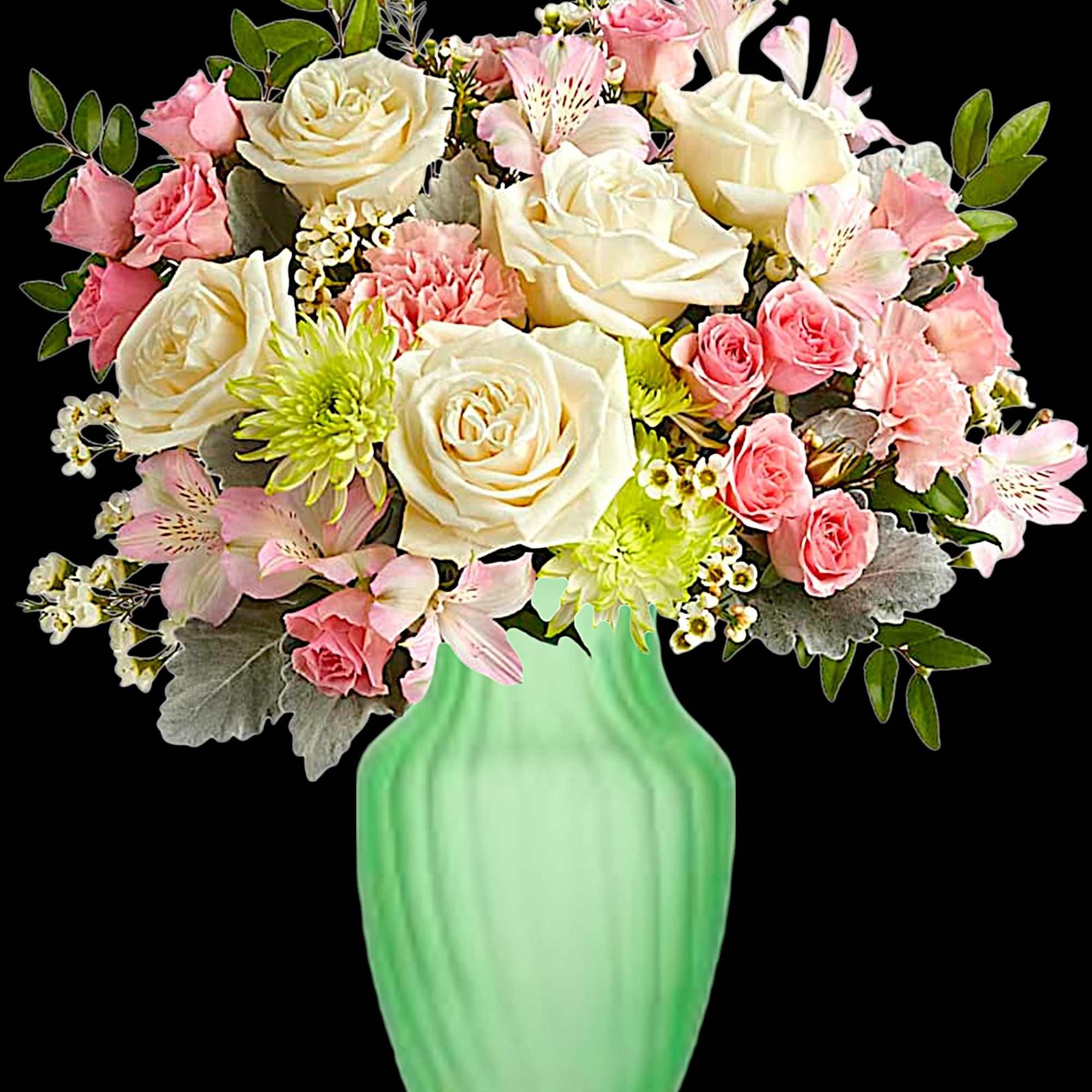 Fresh from the garden, this special refreshing rose arrangement is arranged in