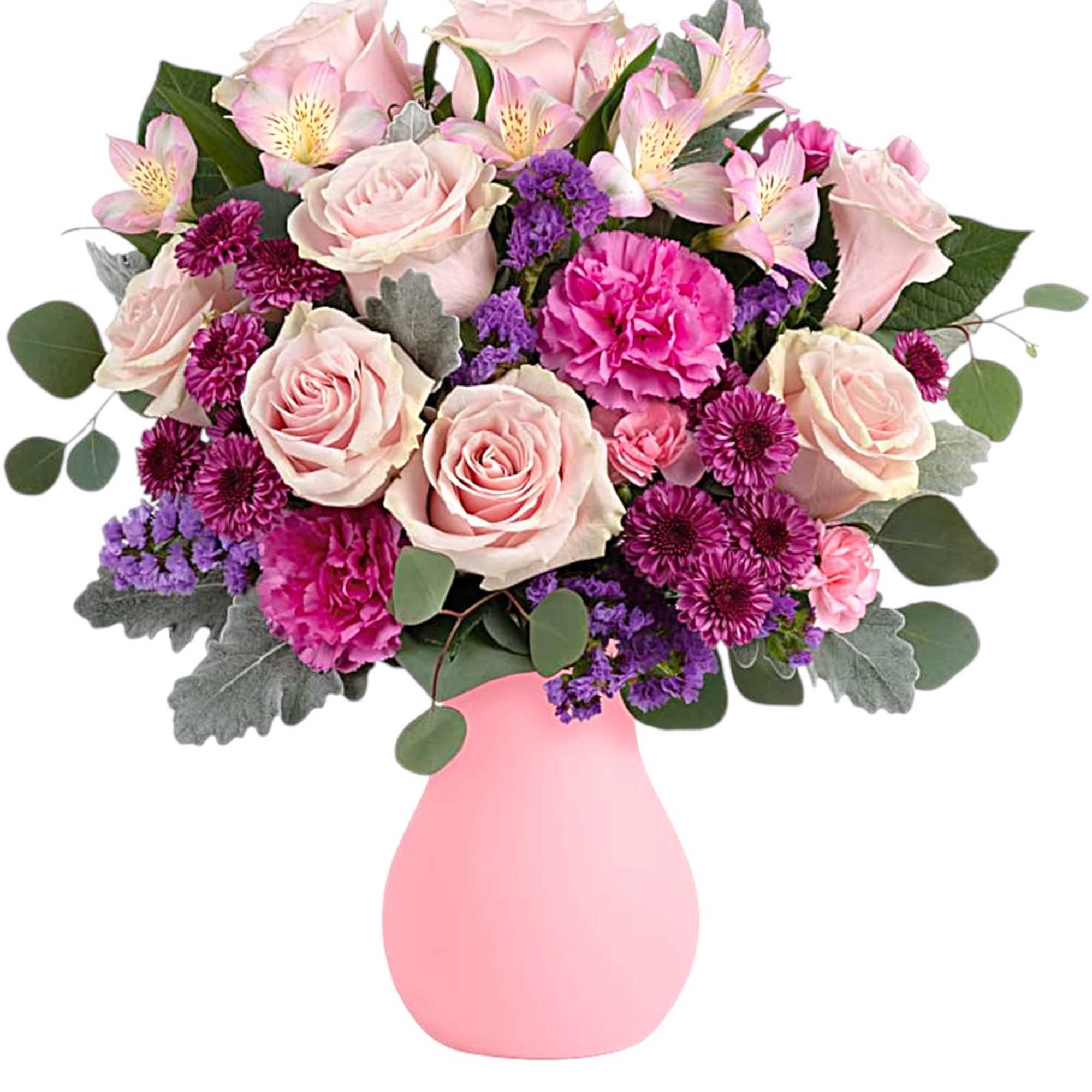 Inspired by the English countryside, this gorgeous pink rose arrangement looks perfectly
