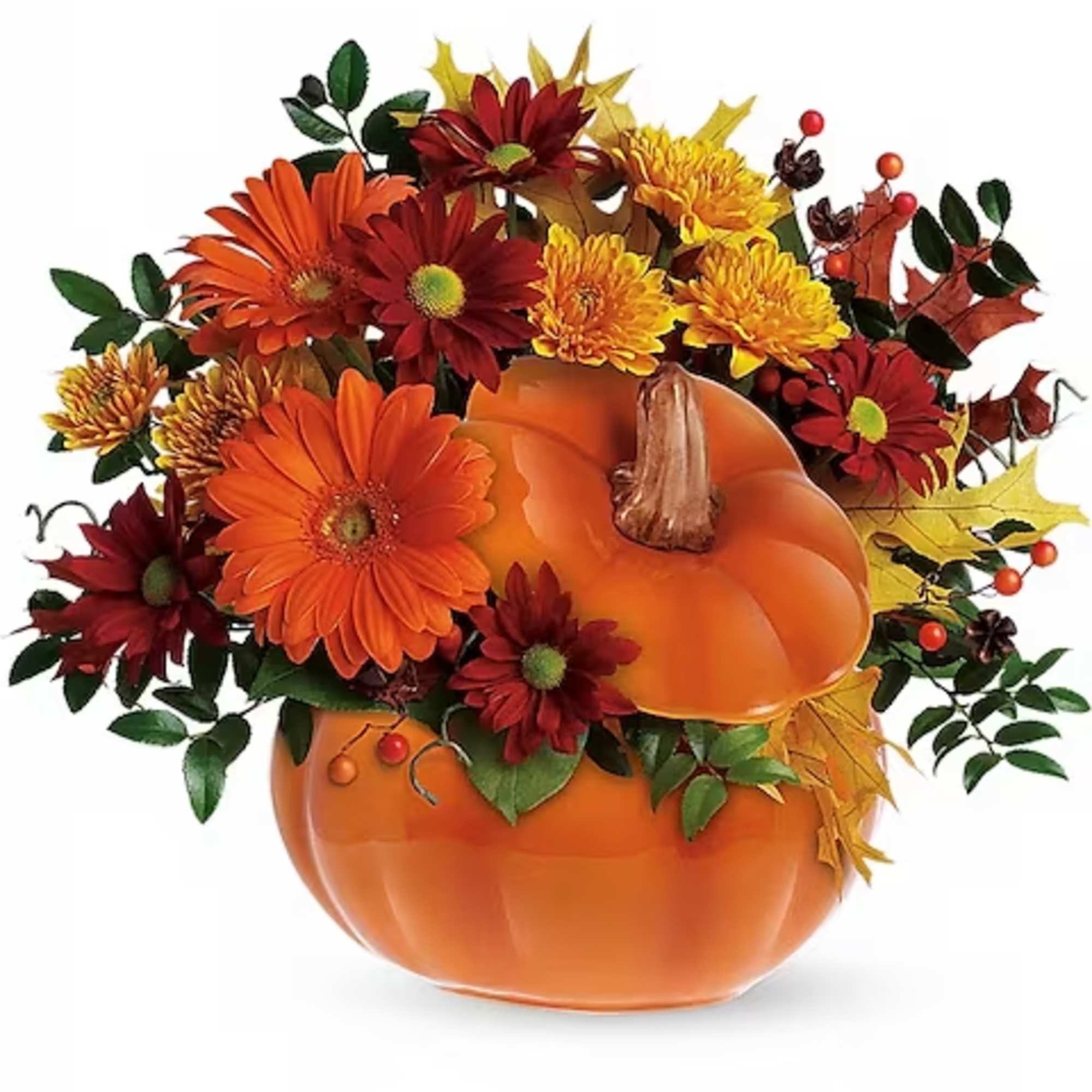 Perfect for a fall centerpiece, birthday or Halloween party, this flower-filled ceramic