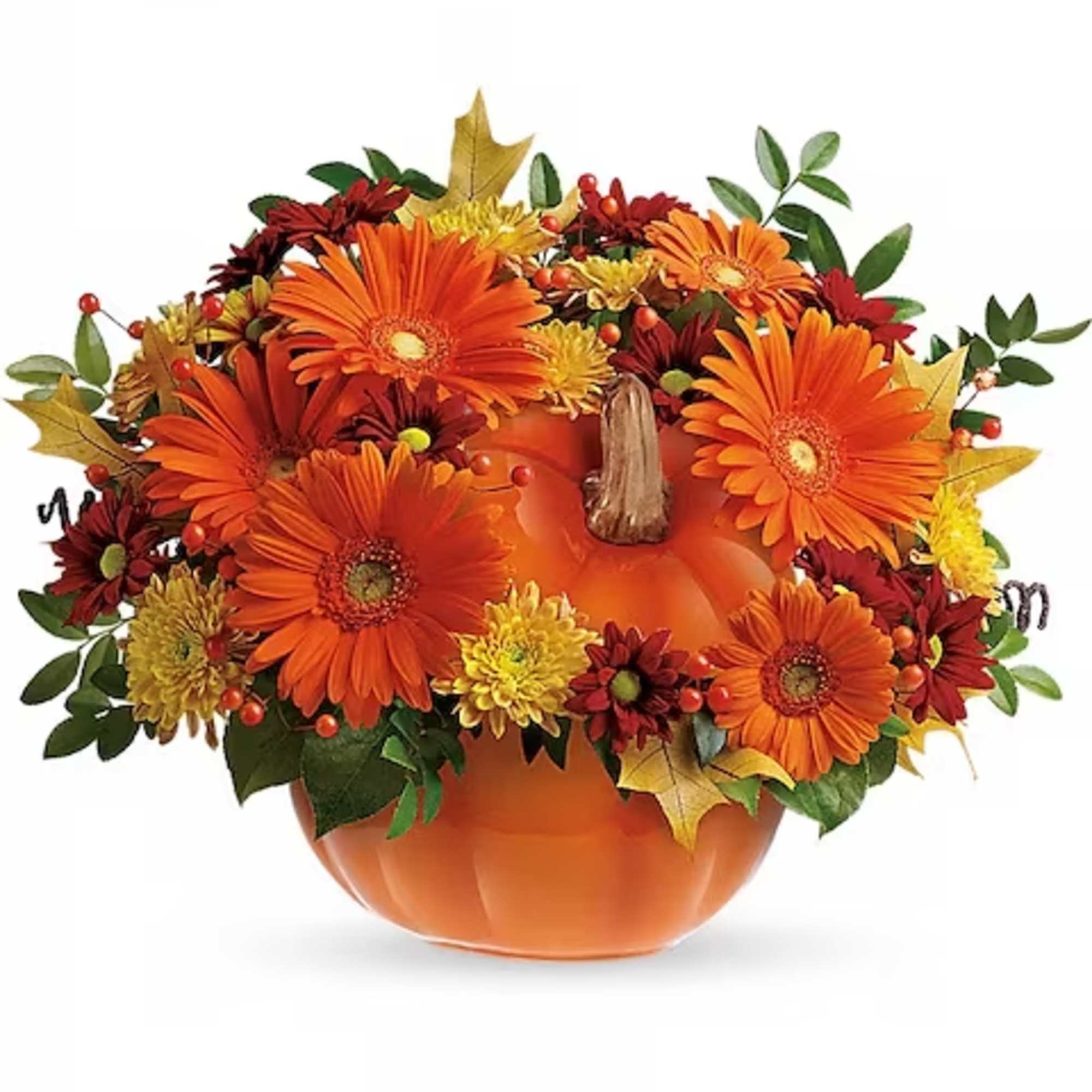 Perfect for a fall centerpiece, birthday or Halloween party, this flower-filled ceramic