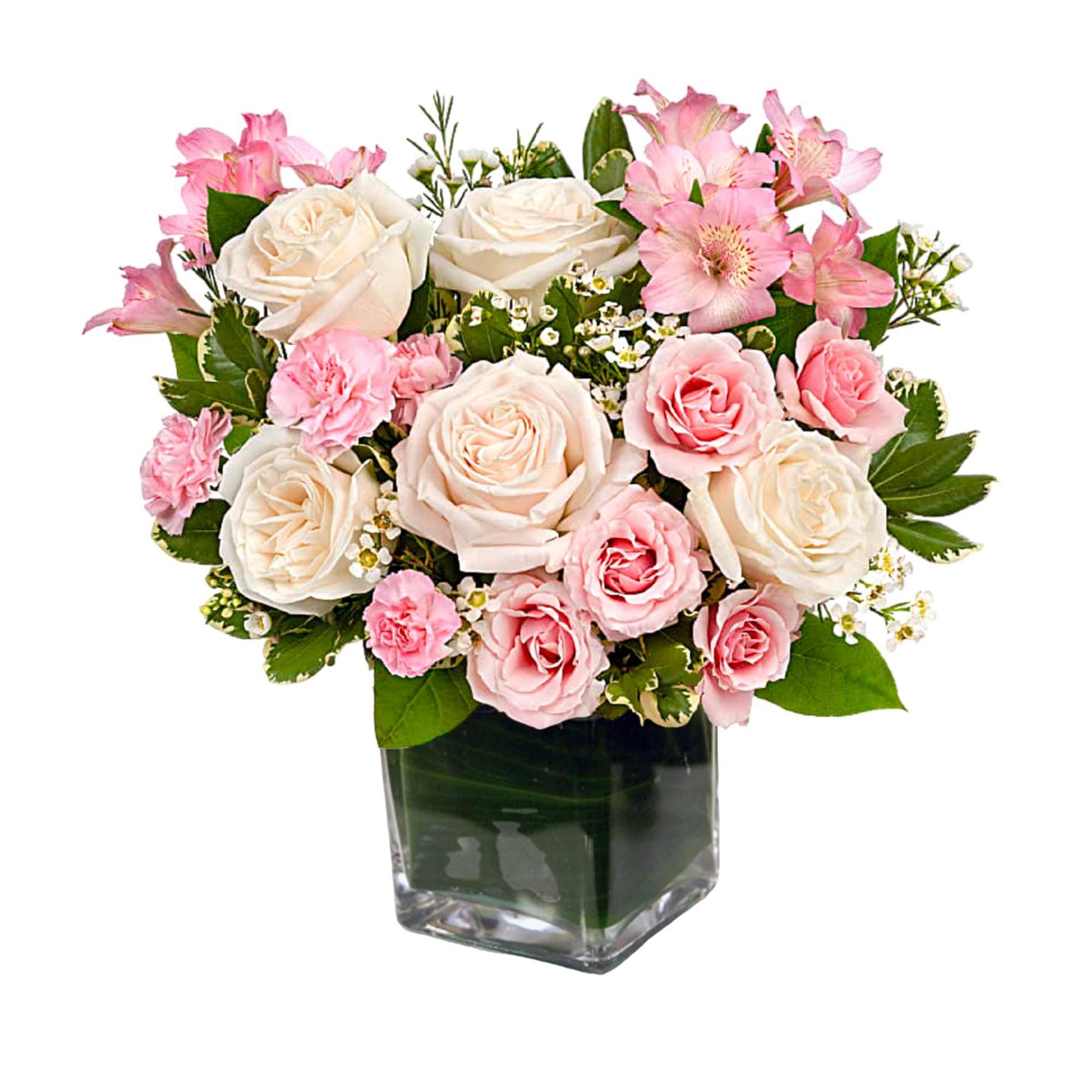 Celebrate a special day with this sweet treat of radiant roses in