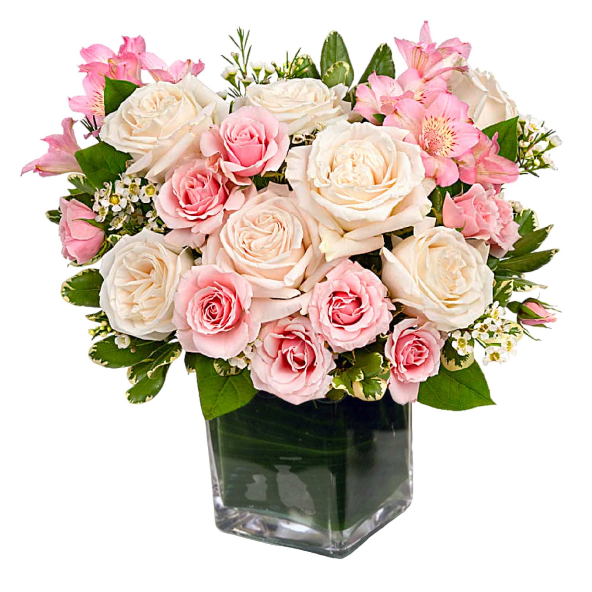 Celebrate a special day with this sweet treat of radiant roses in