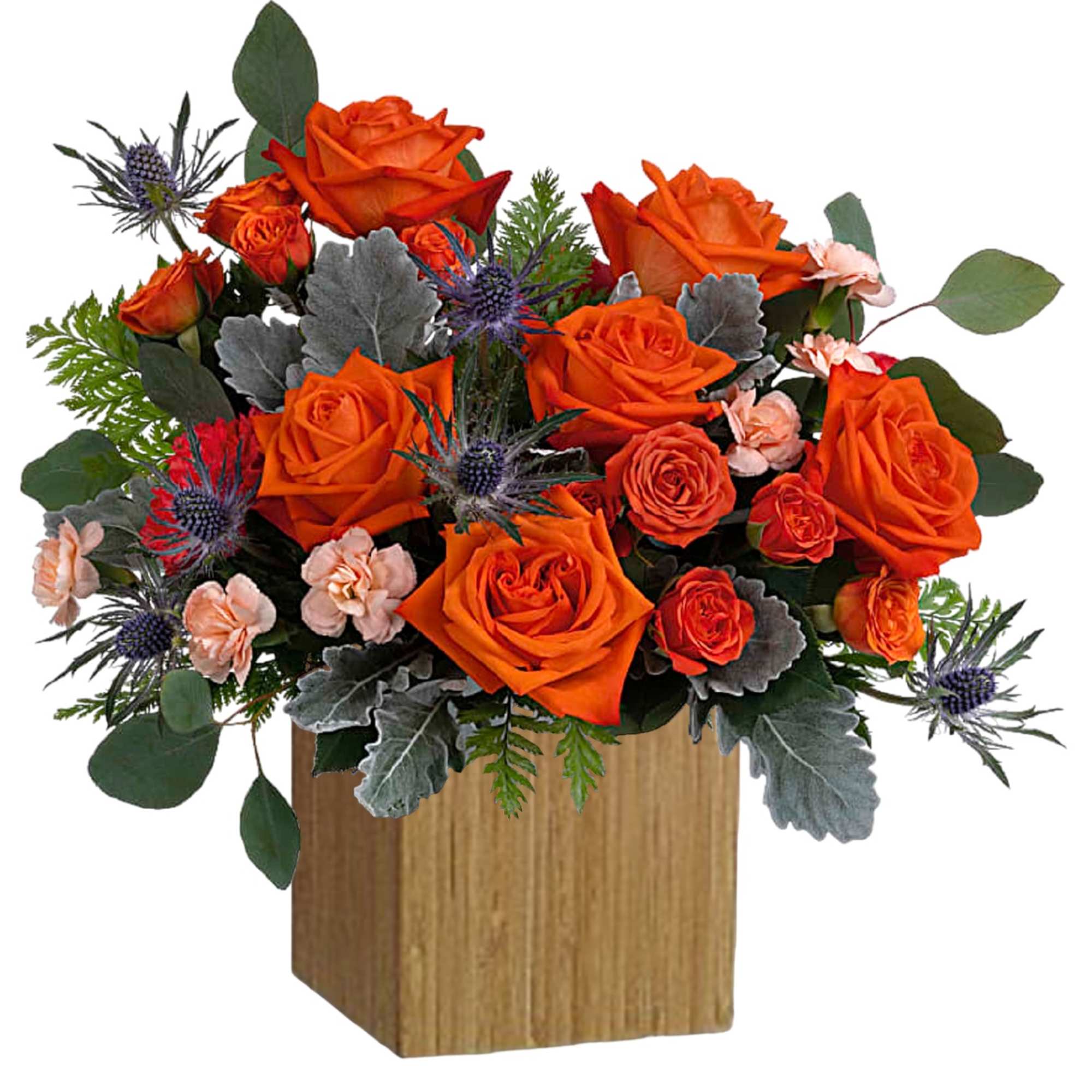 Sure to brighten any day, this Retro Brights Arrangement of radiant orange