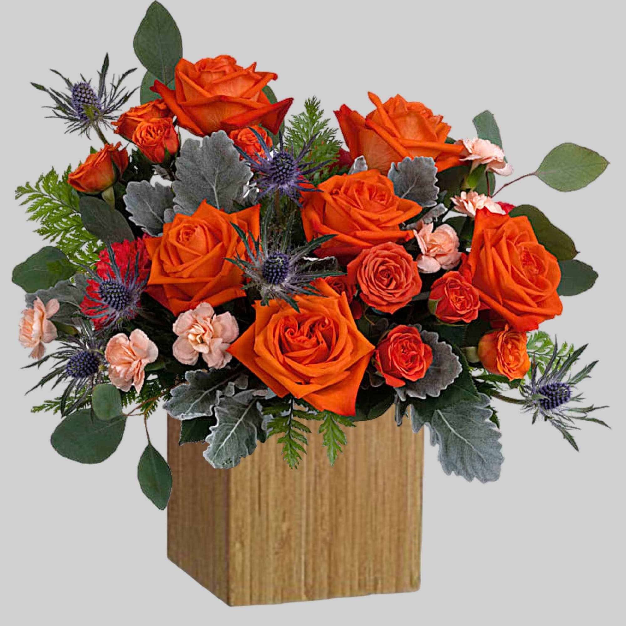 Sure to brighten any day, this Retro Brights Arrangement of radiant orange