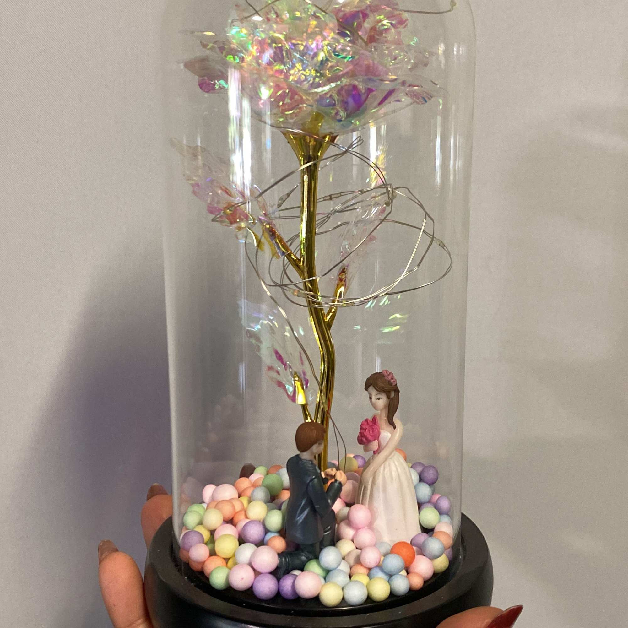 Send an EVERLASTING CRYSTAL ROSE, encased in a glass dome decorated with