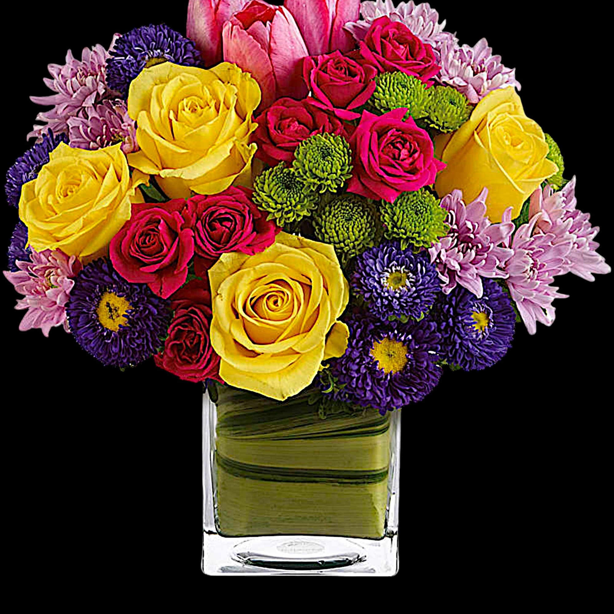 A chic, stylish twist on classic spring flowers! Creamy yellow roses pop