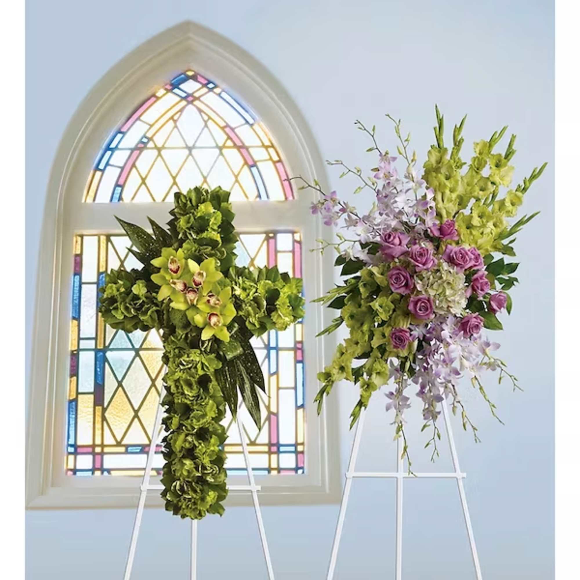 Fresh roses and opulent blooms such as orchids and gladioli - in