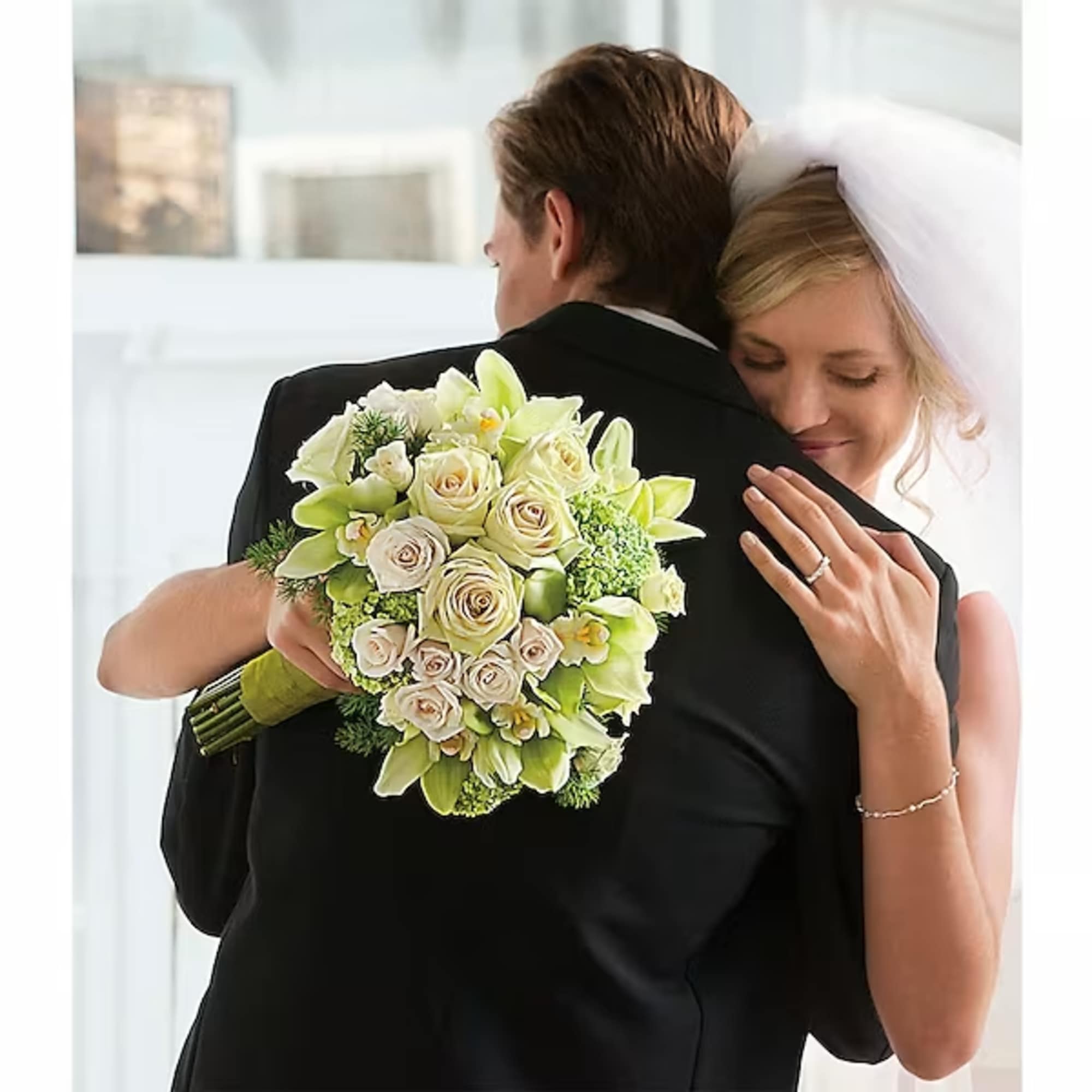 As delightful as a crisp green apple, this beautiful bouquet of green