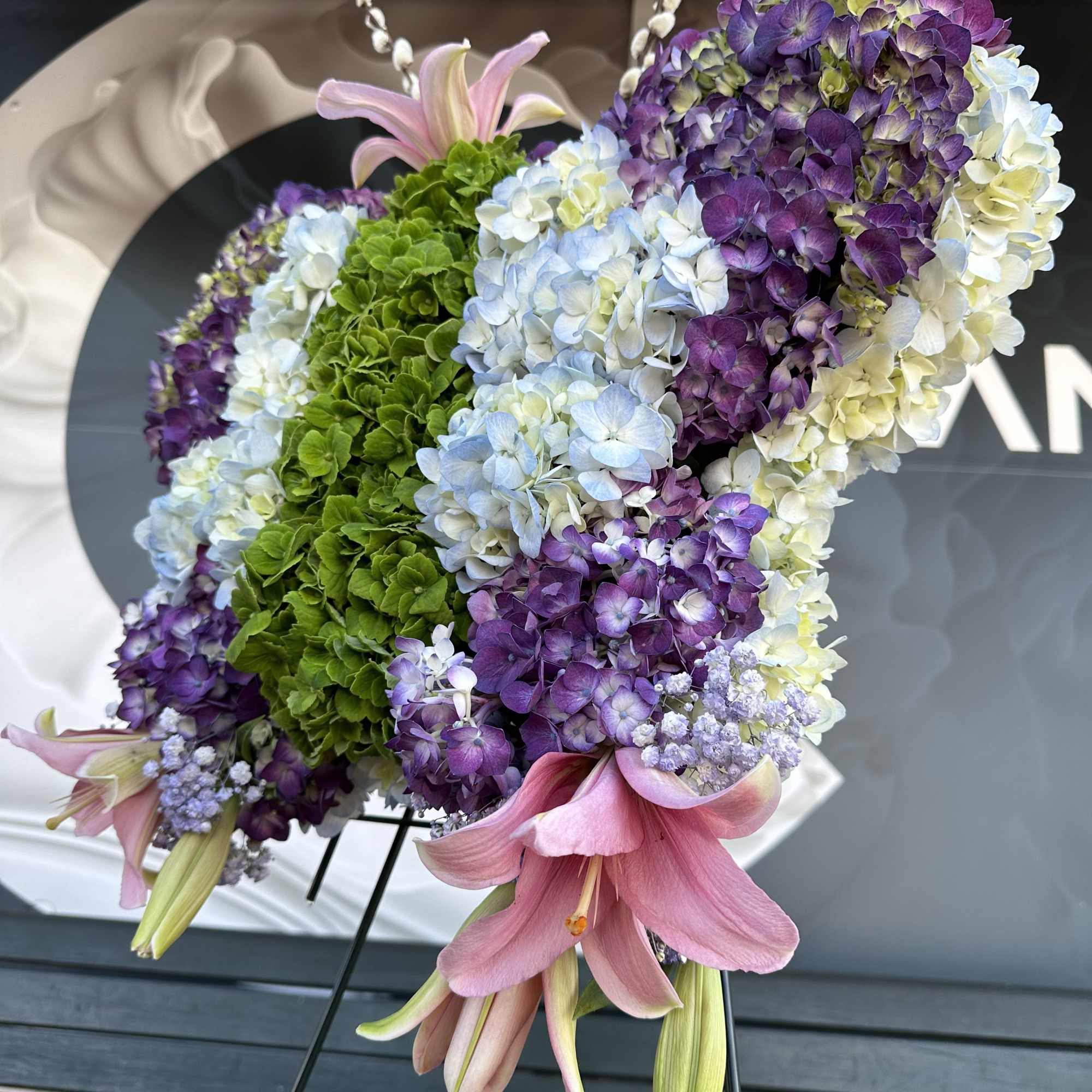 Beautiful all fresh cut flower Butterfly on a stand. The ultimate symbol