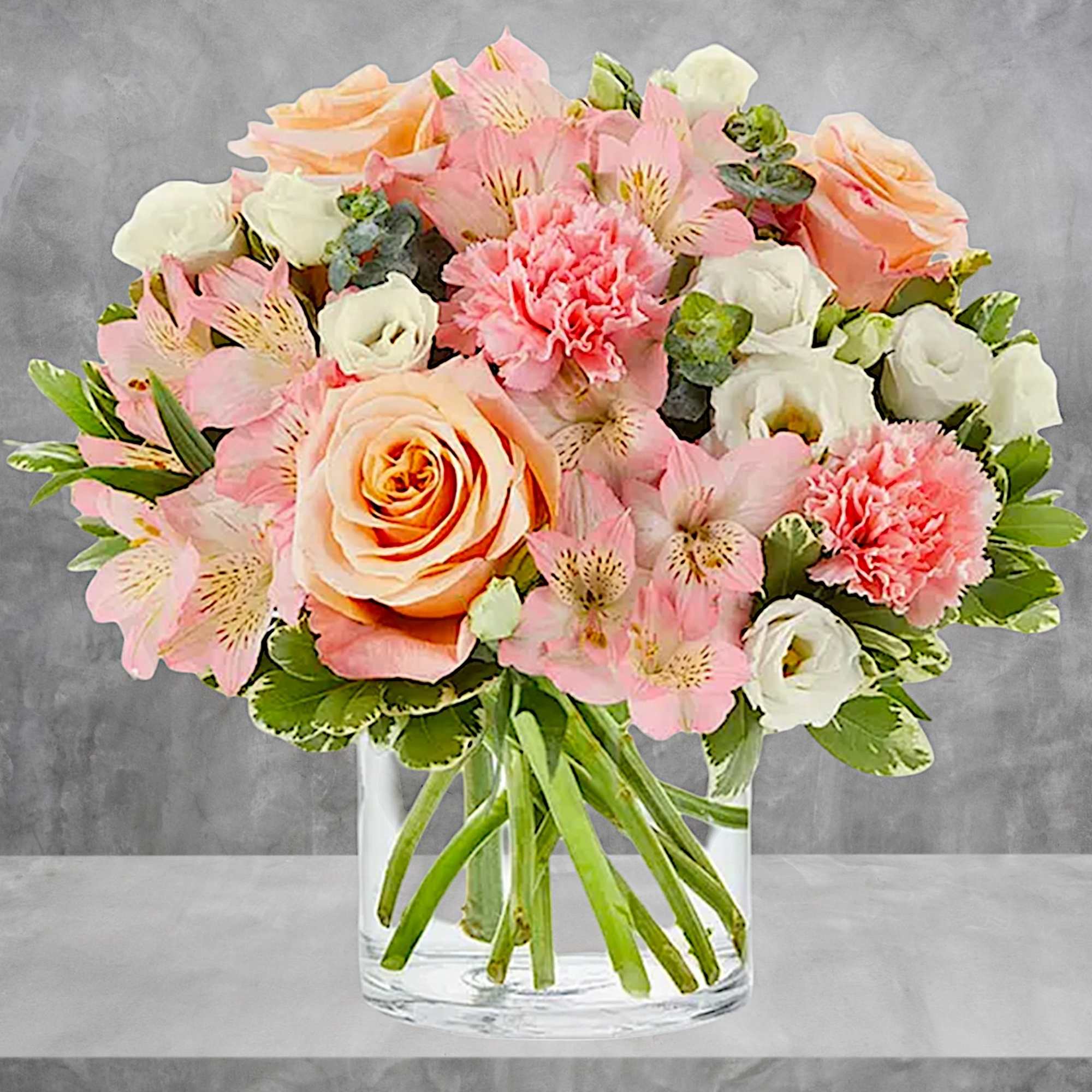 A soft and tender arrangement, perfect for expressing your gentle loving thoughts