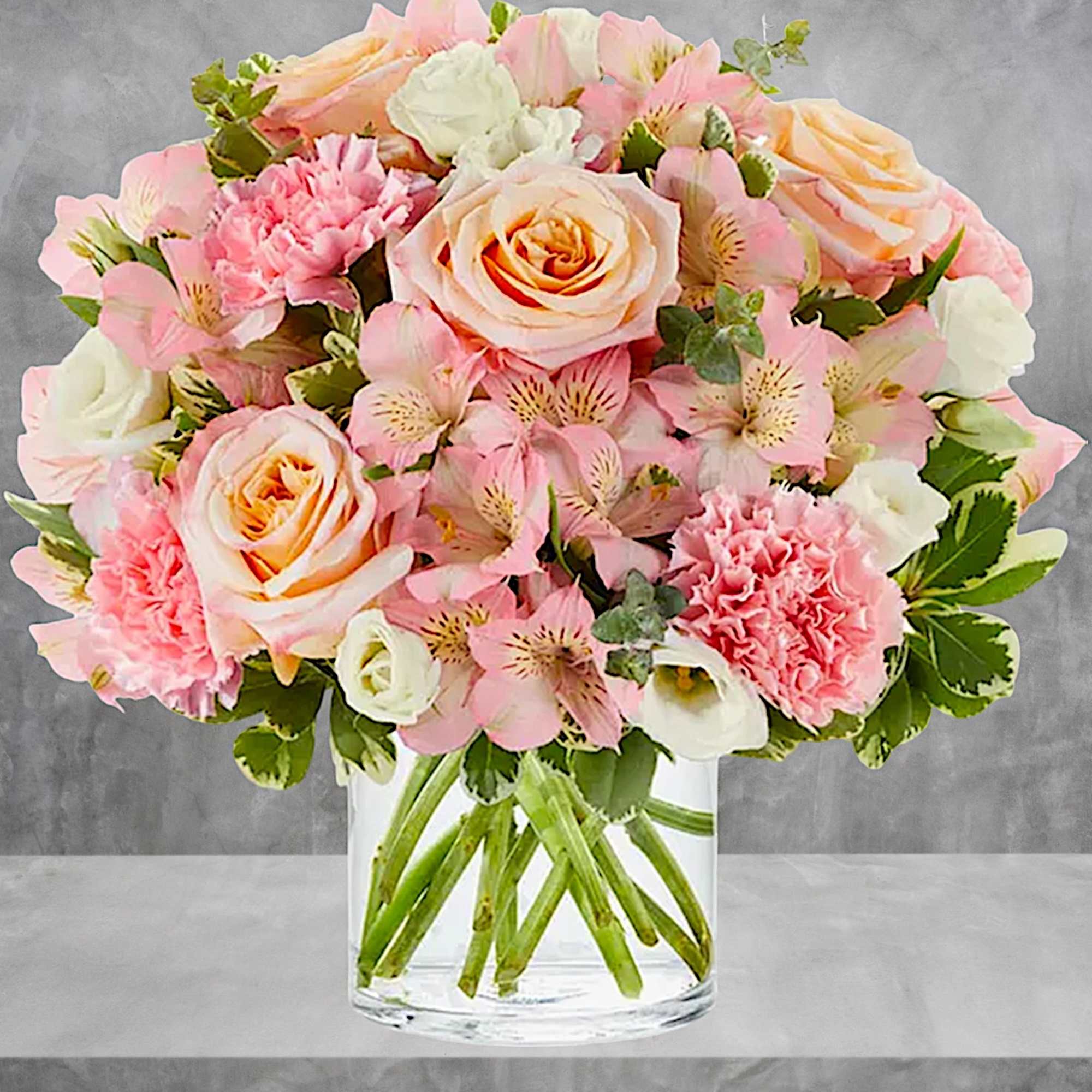 A soft and tender arrangement, perfect for expressing your gentle loving thoughts