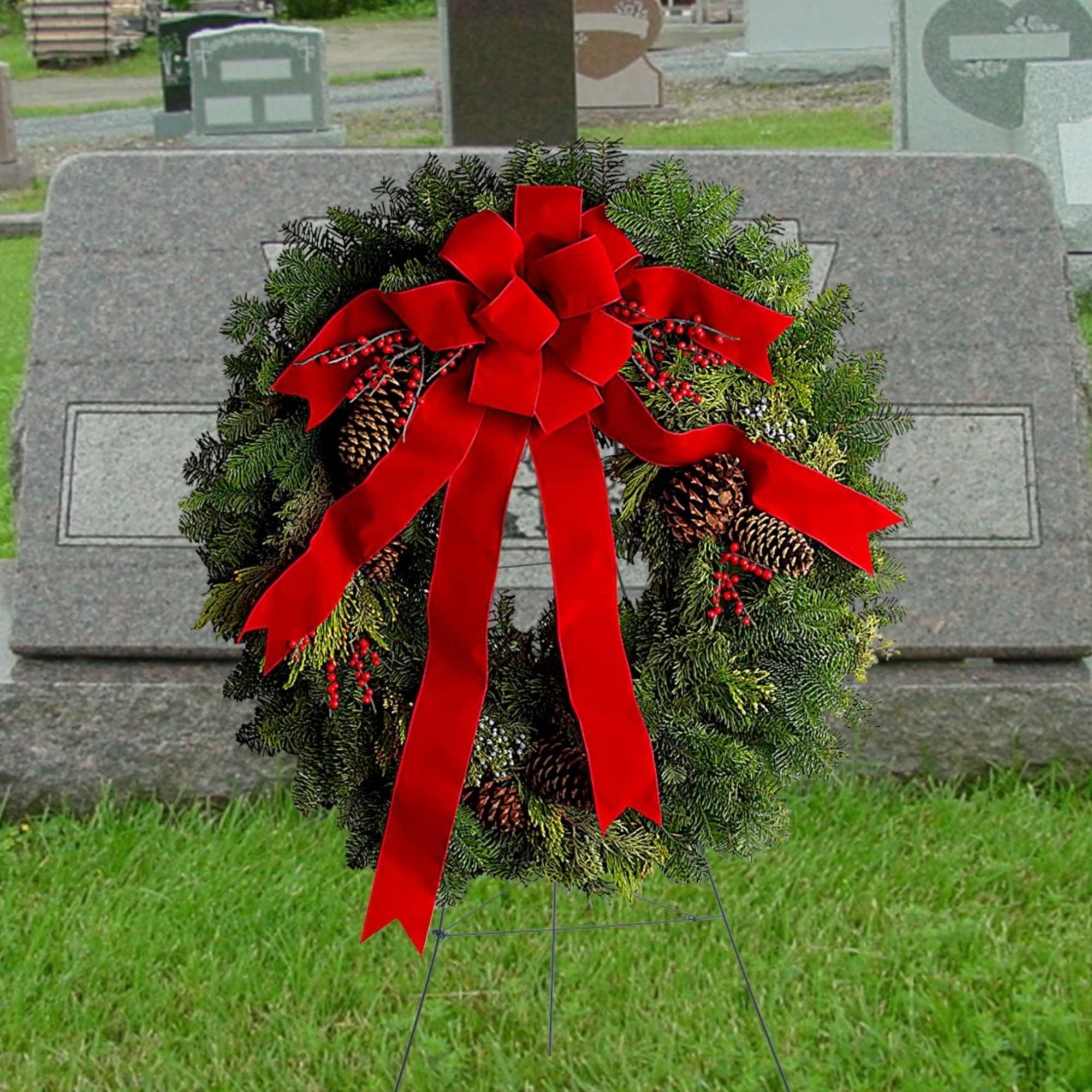 Send the classic holiday wreath for your loved one at the cemetery.