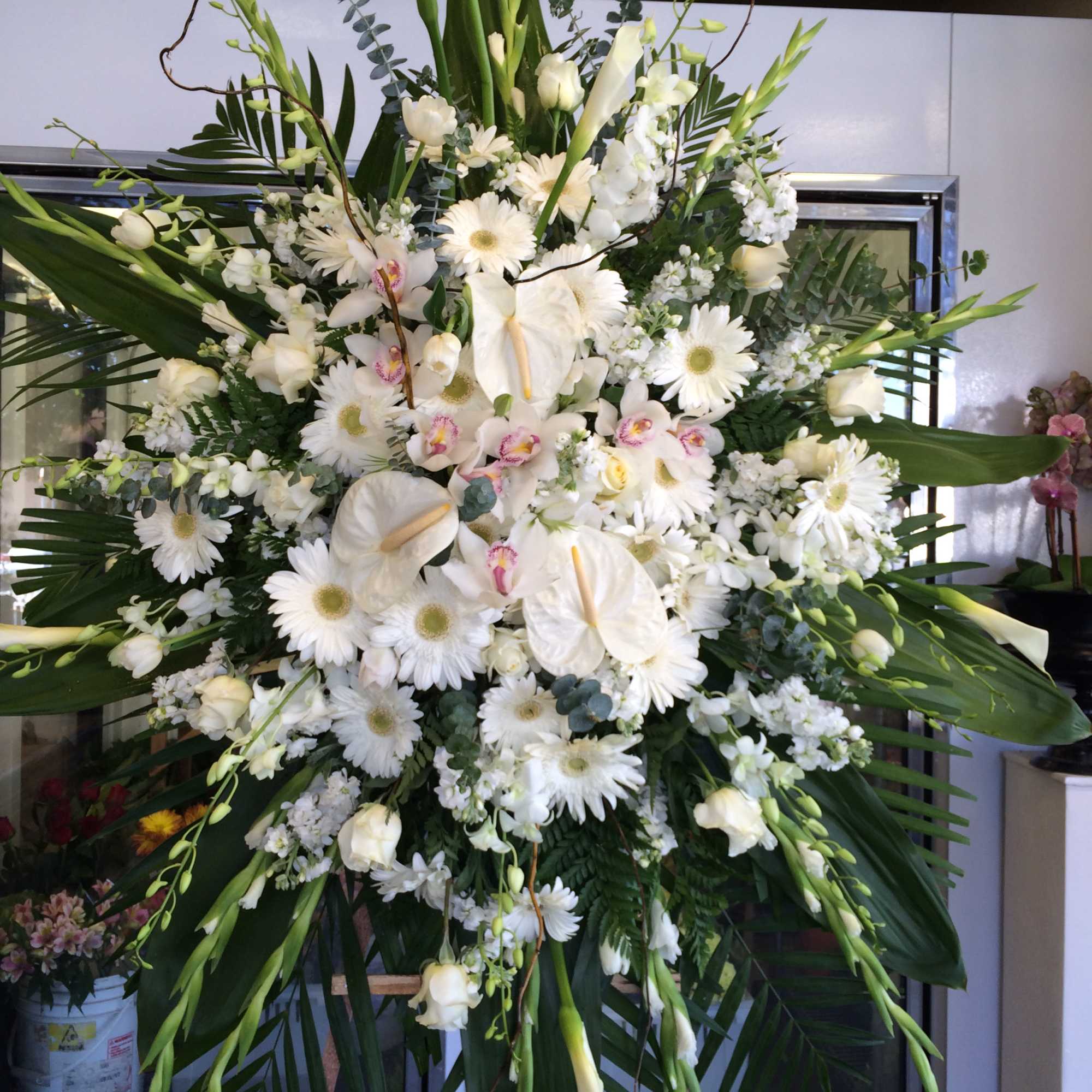 Sympathy arrangement.  Large standing spray to convey the sympathy message