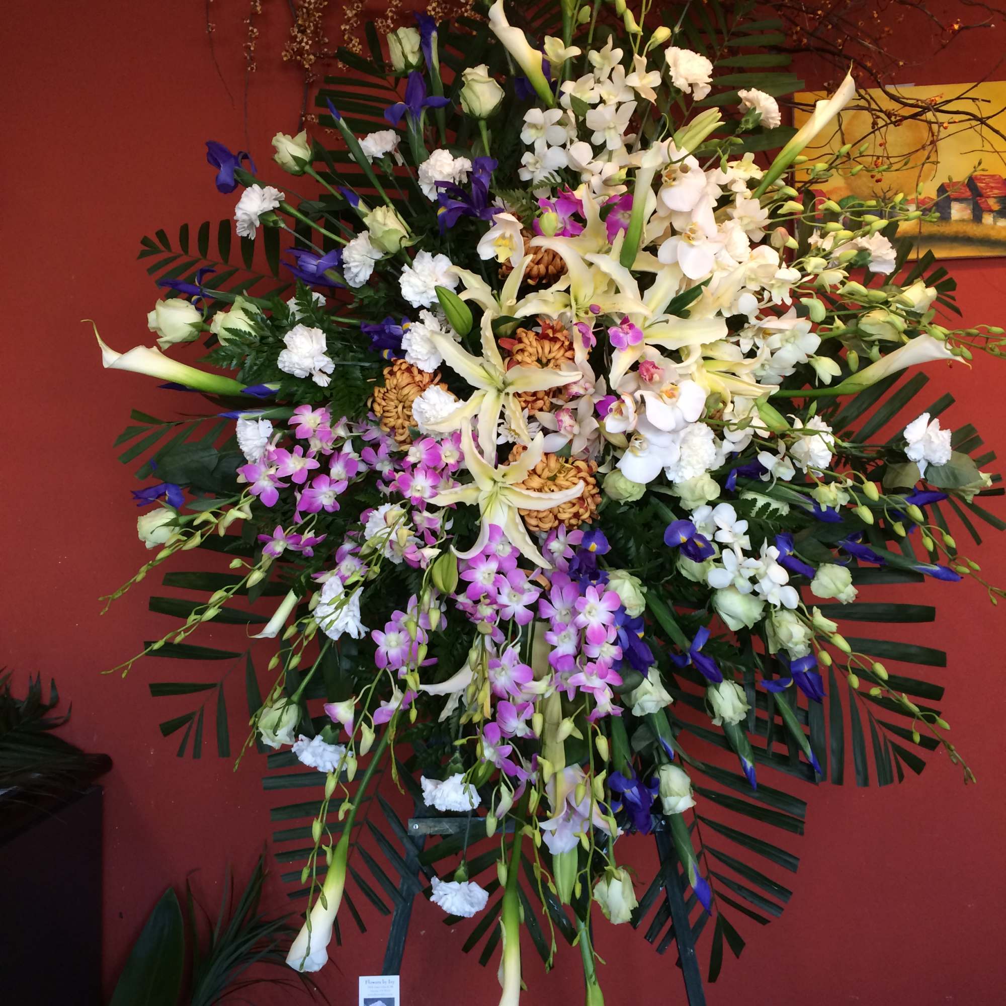 Sympathy arrangement.  Large standing spray to convey the sympathy message