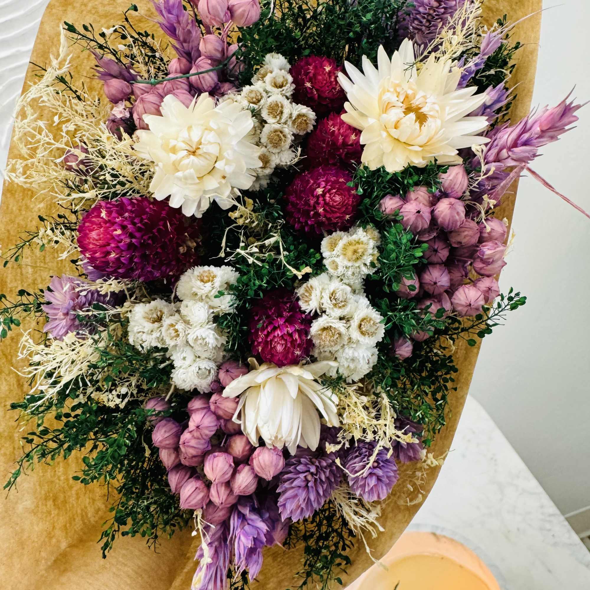 A true Clover Bouquet! Flowers preserved and dyed. A fabulous gift that