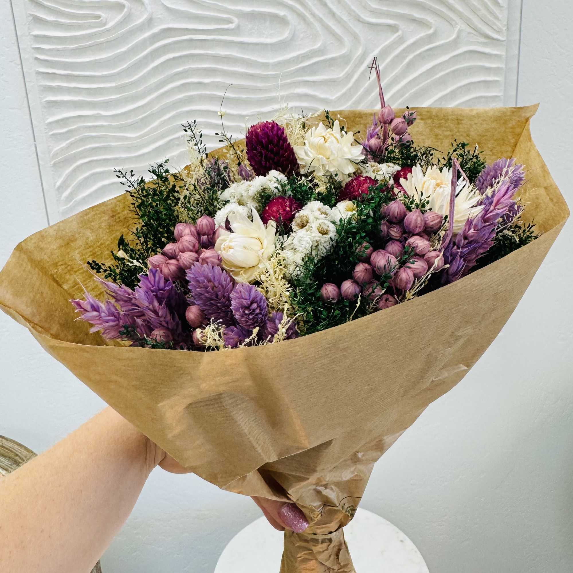 A true Clover Bouquet! Flowers preserved and dyed. A fabulous gift that