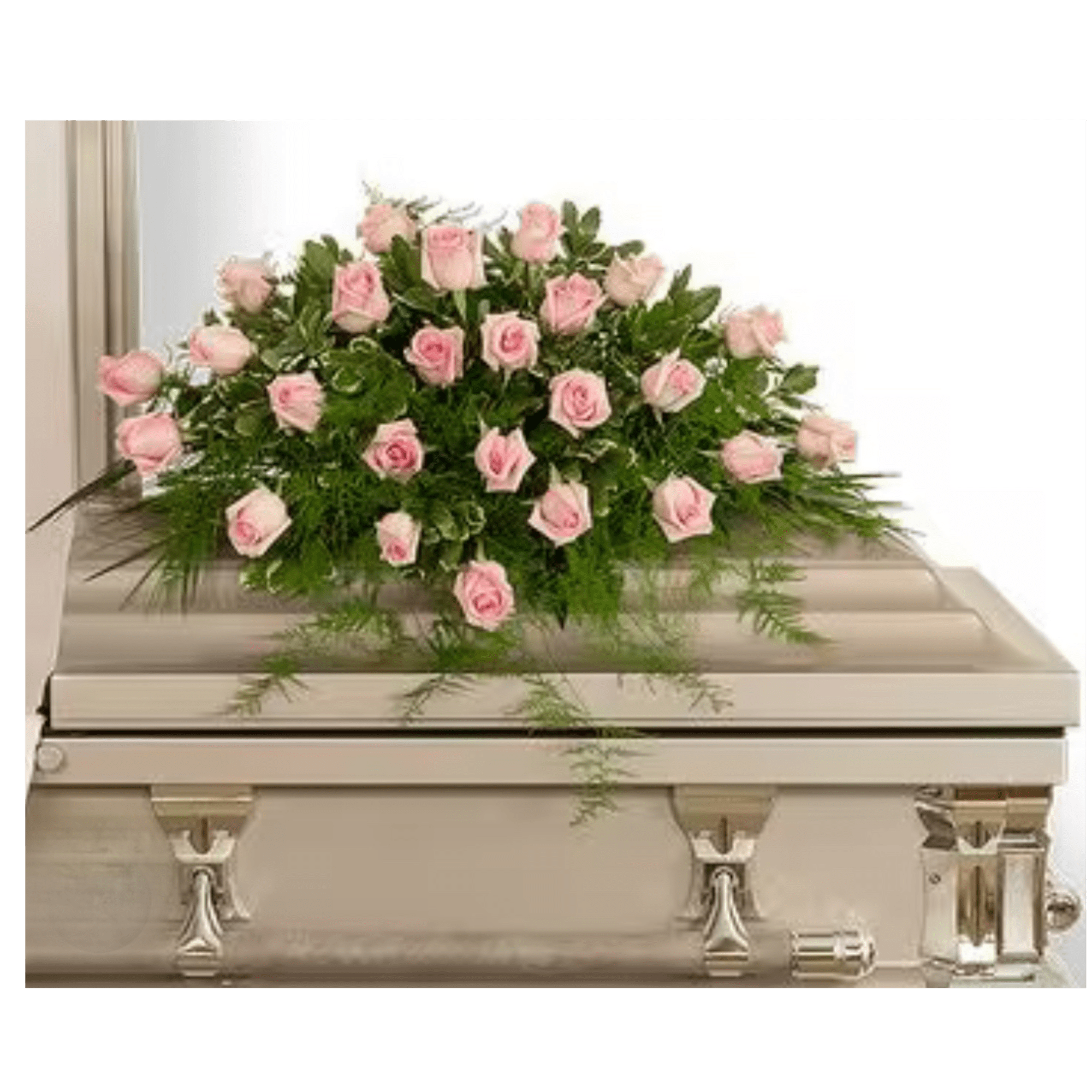 Adorn your loved ones tribute with a display of  pretty pink