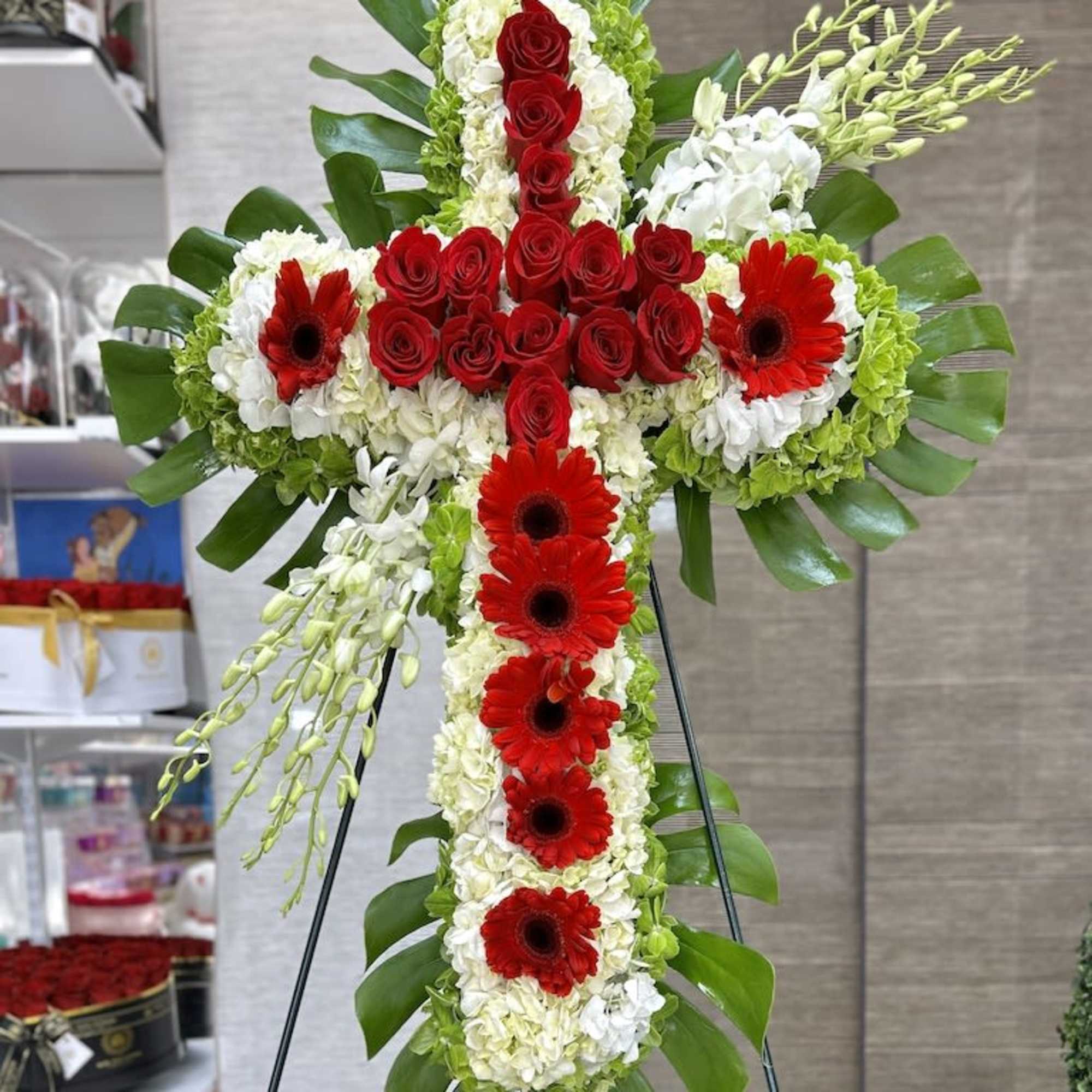 Standing Cross Sympathy Flowers to remember your love ones in heaven created Standing Cross Sympathy Flowers to remember your love ones in heaven created