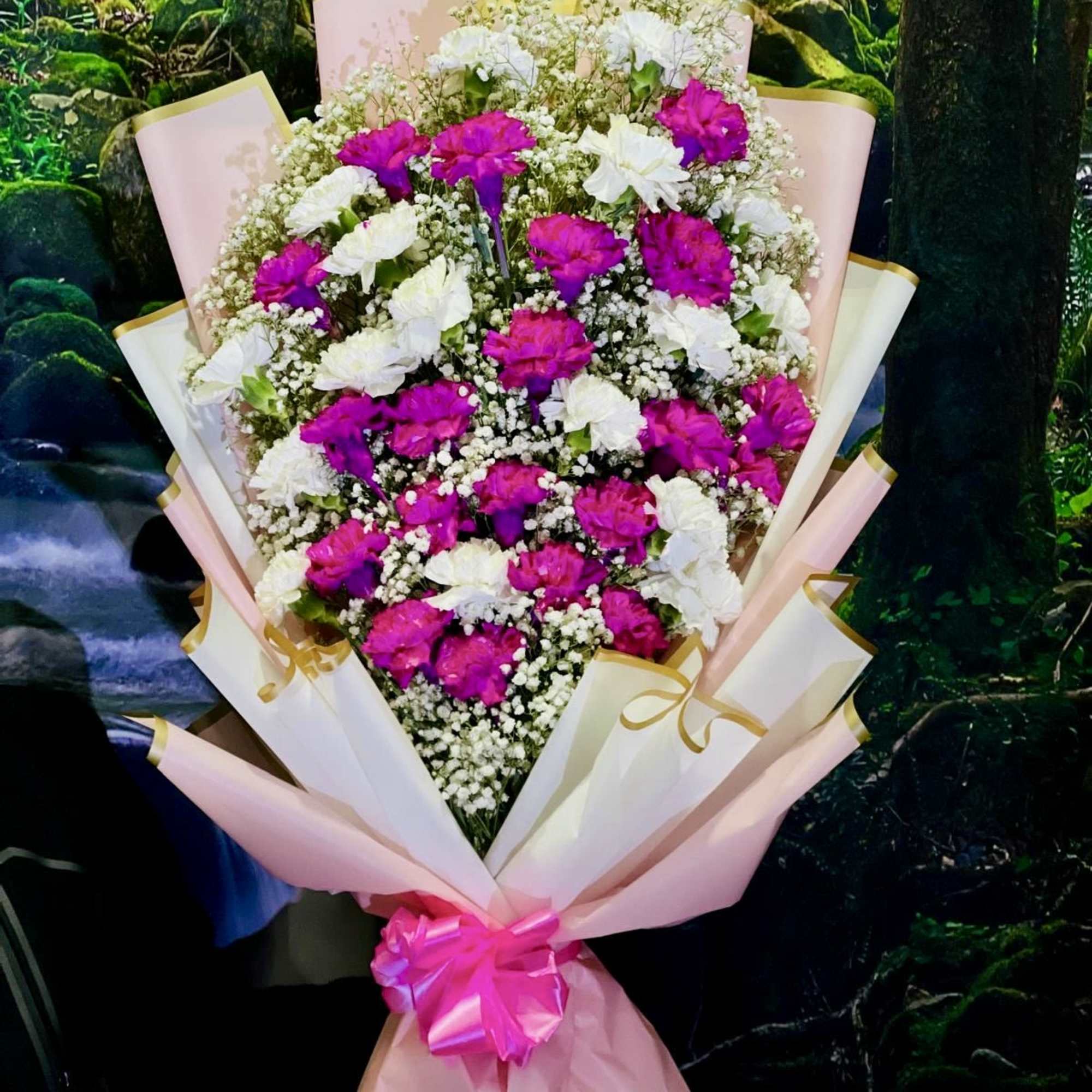 A timeless symbol of love and admiration, the *Carnation Elegance* bouquet features