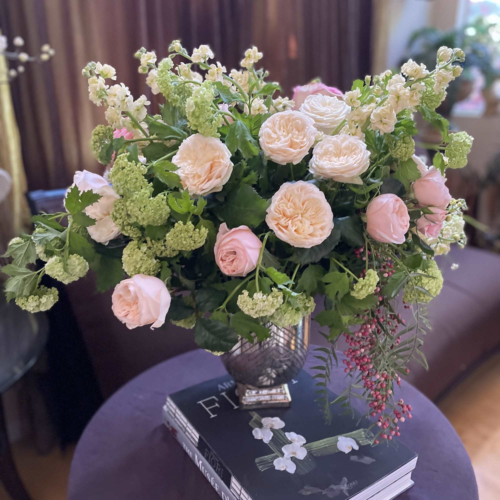Fresh garden roses bring lovely positive energy into our homes . Elegant