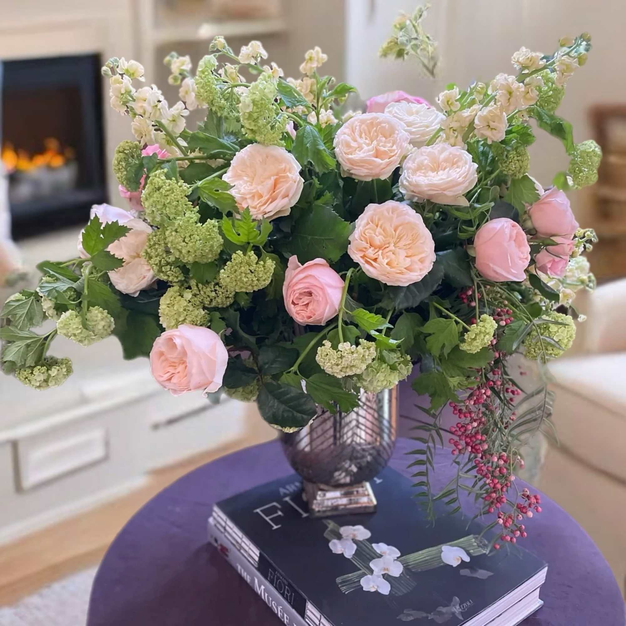 Fresh garden roses bring lovely positive energy into our homes . Elegant