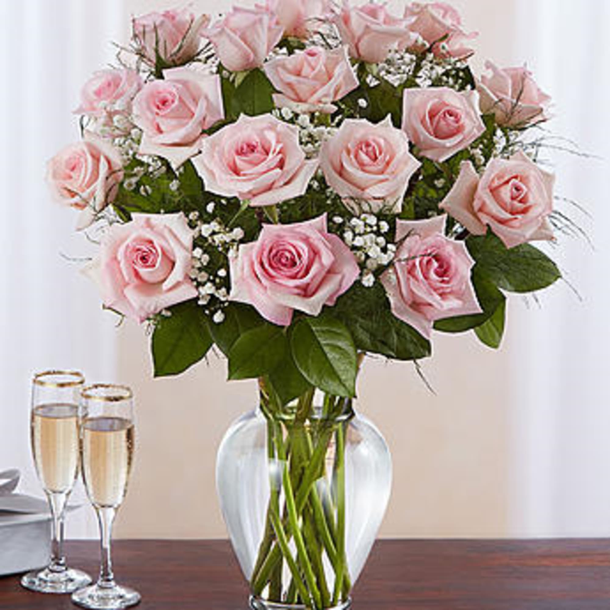 Long-stem pink roses are just the gift when you want to express