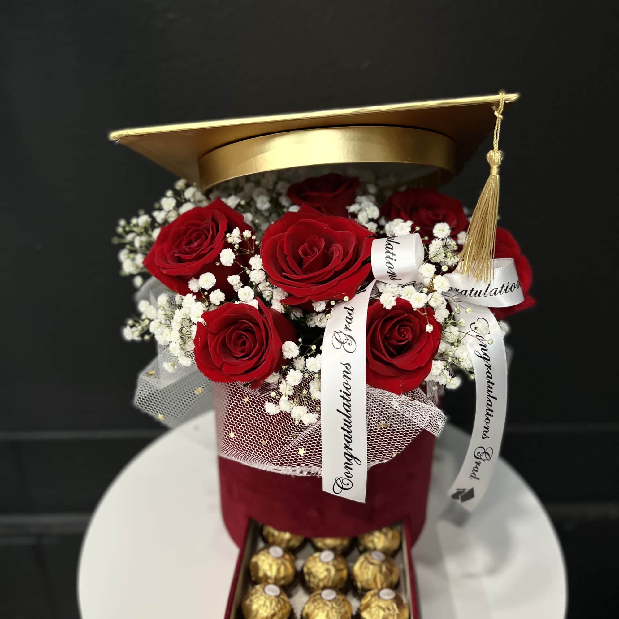 Nice idea for graduation gift. Fresh cut flowers and same time sweet