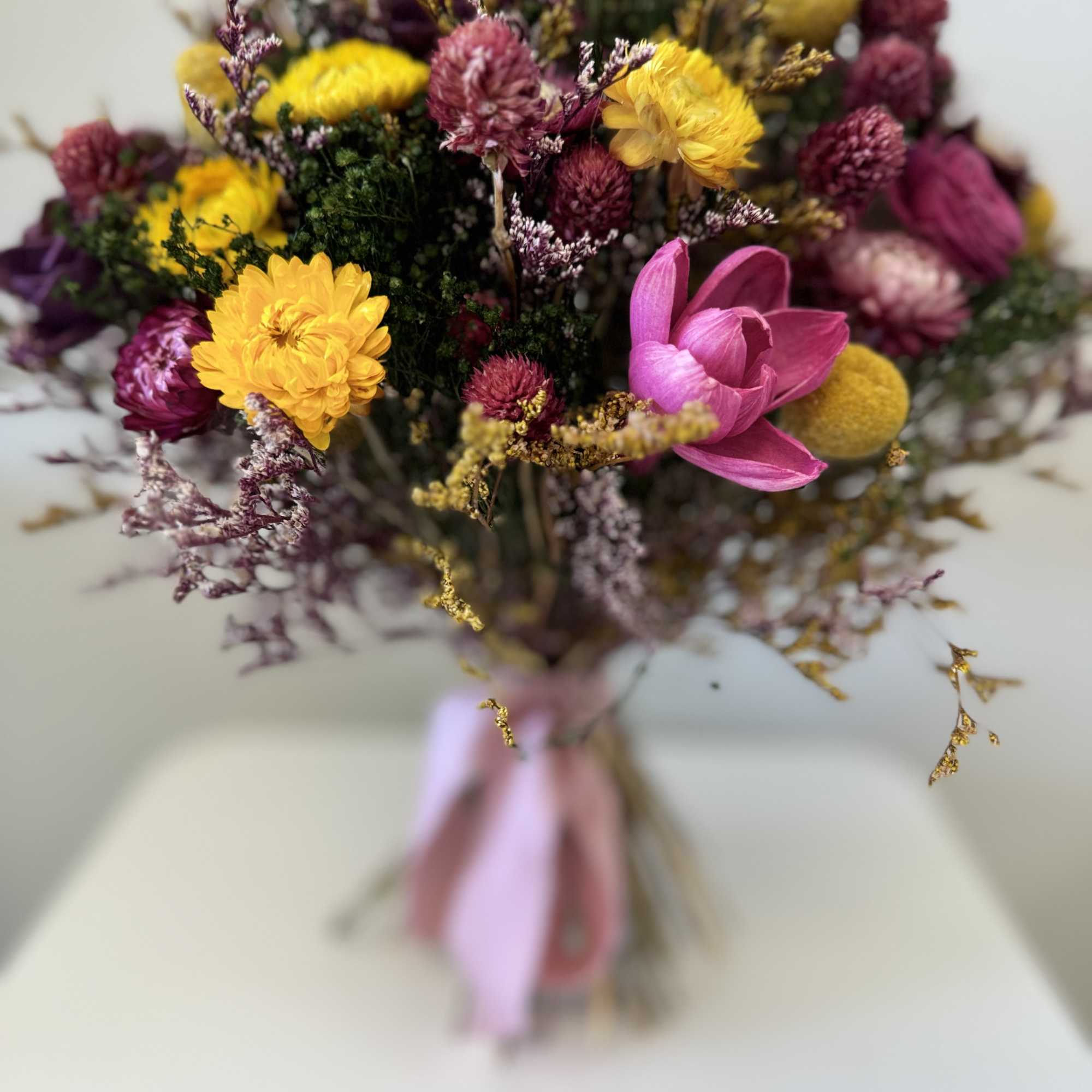 This preserved bouquet is a stunning decor piece that will stay beautiful