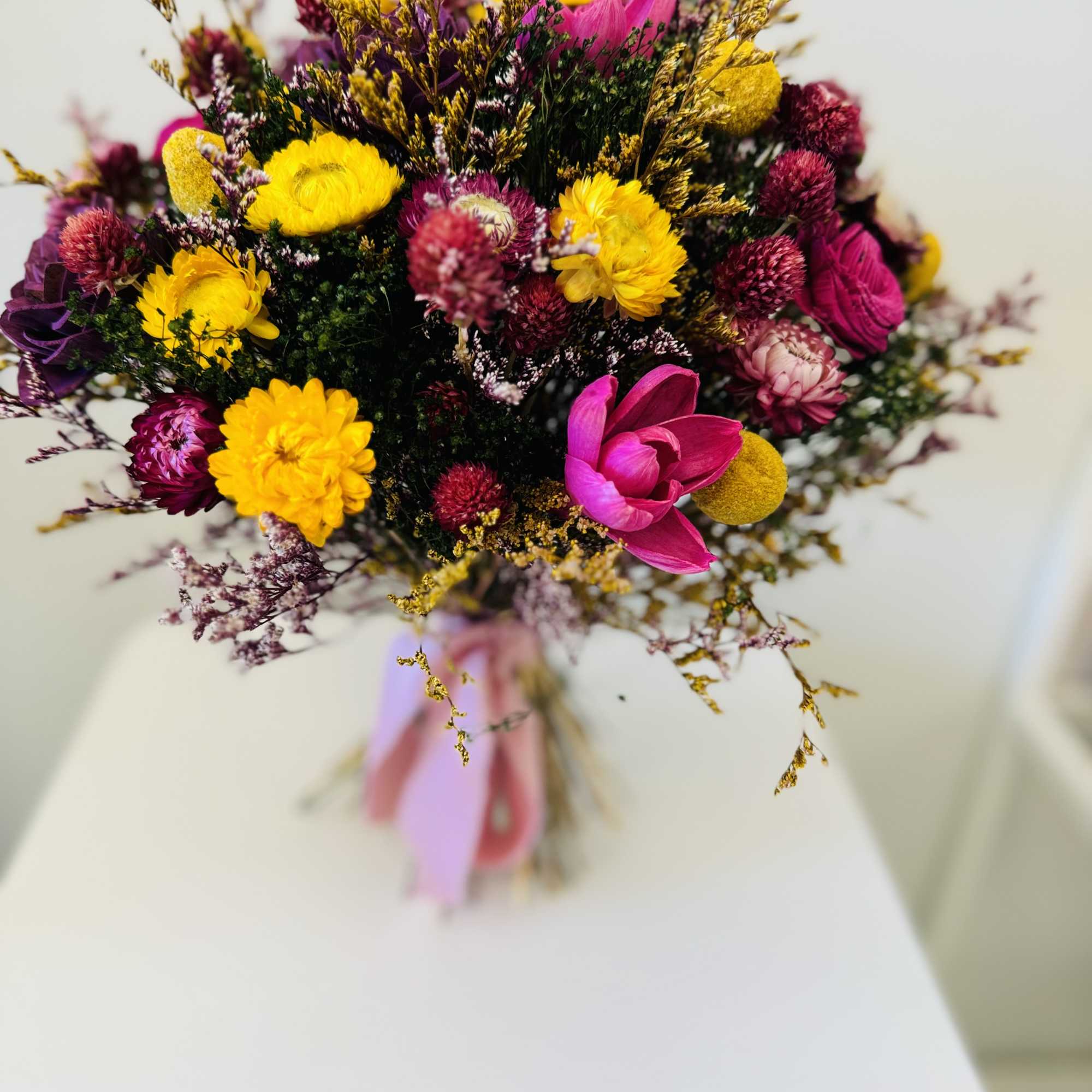 This preserved bouquet is a stunning decor piece that will stay beautiful