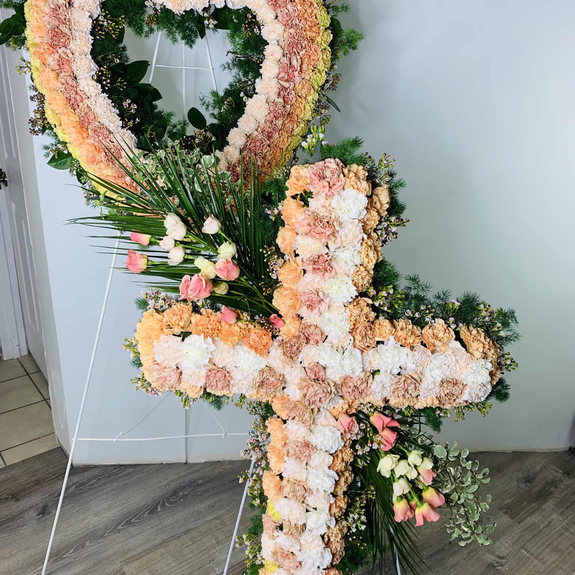 Peach Floral  Heart on the Easel is a stunning piece that