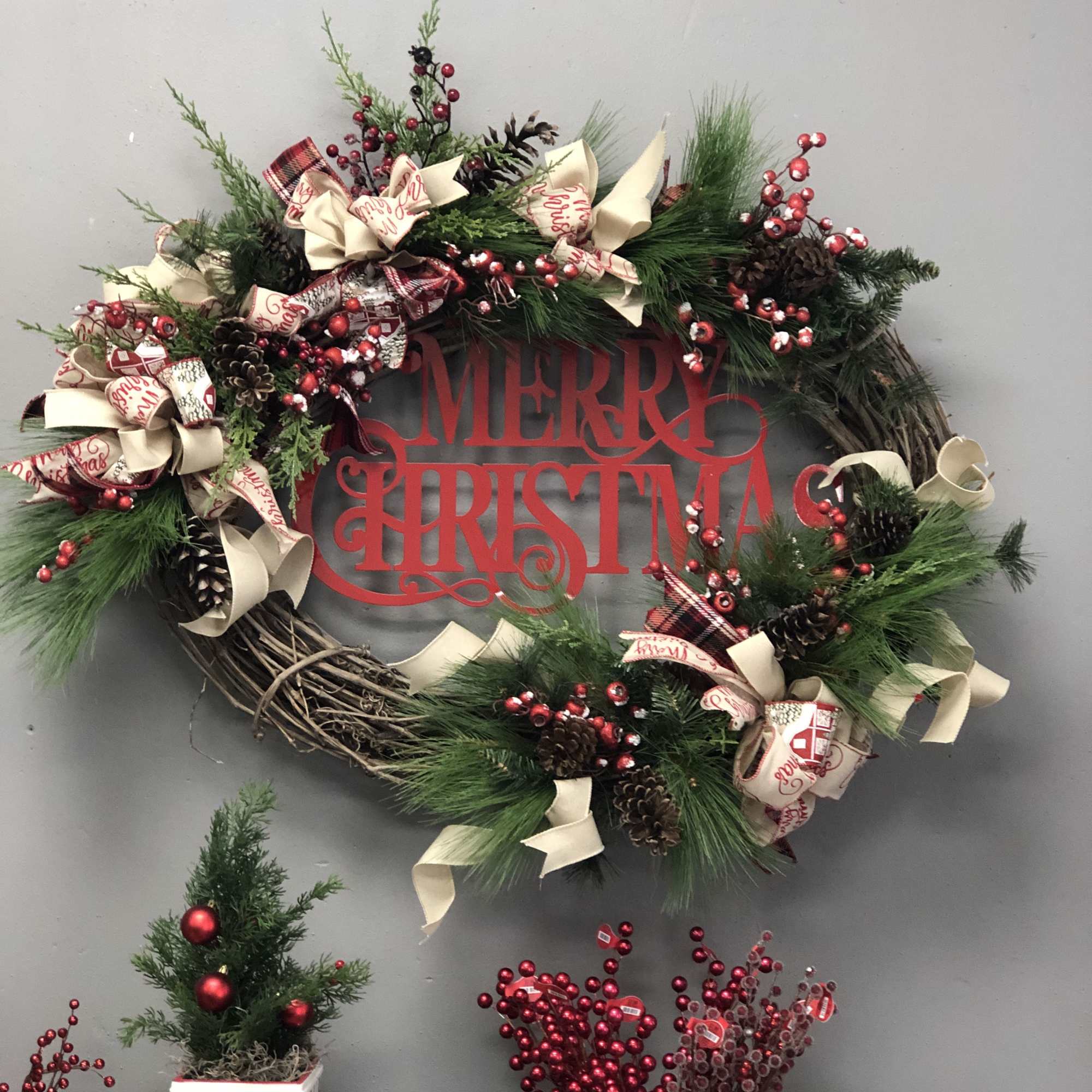 This large show stopping wreath is sure to make a grand entrance