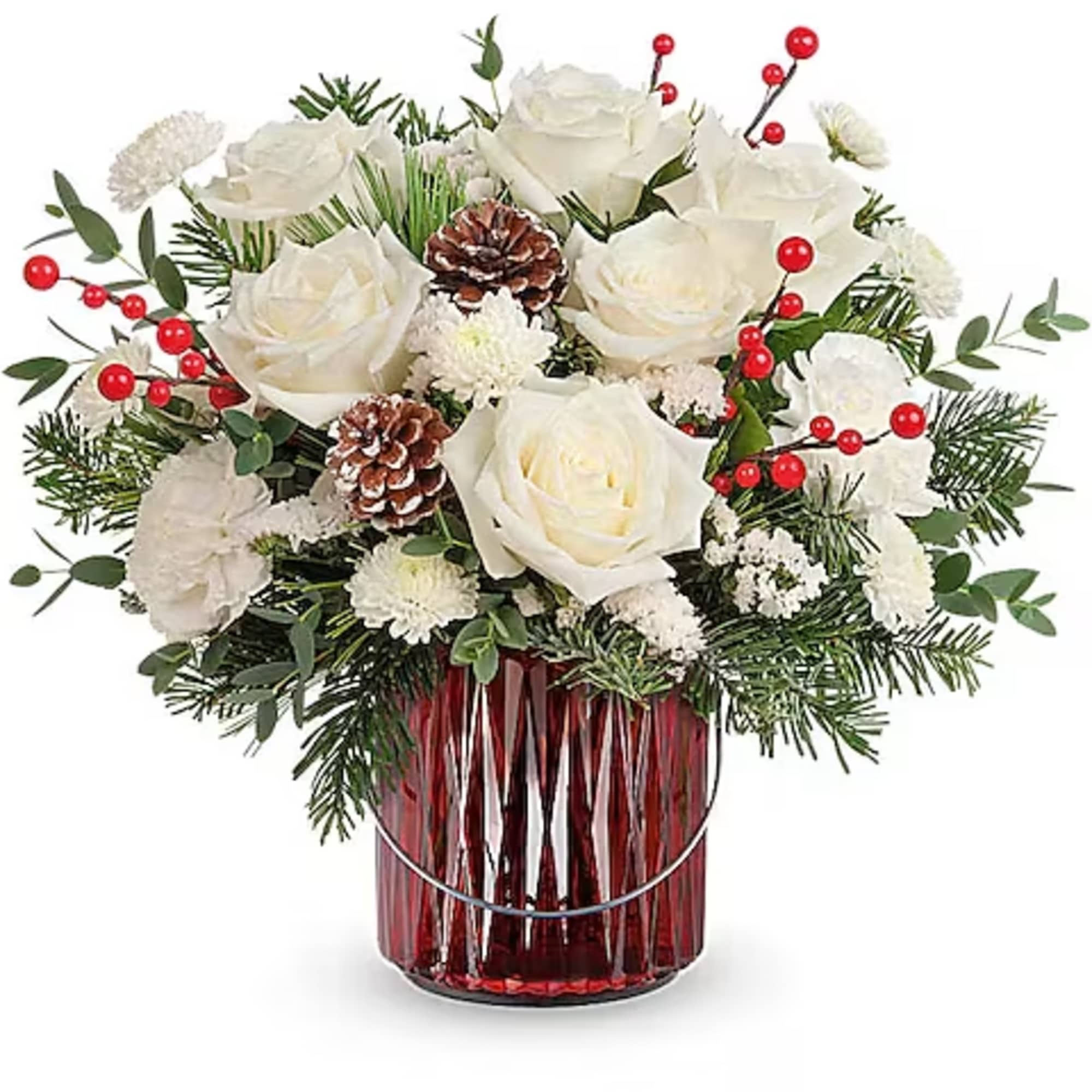 This Christmas bouquet carries your best wishes for a joyful holiday season