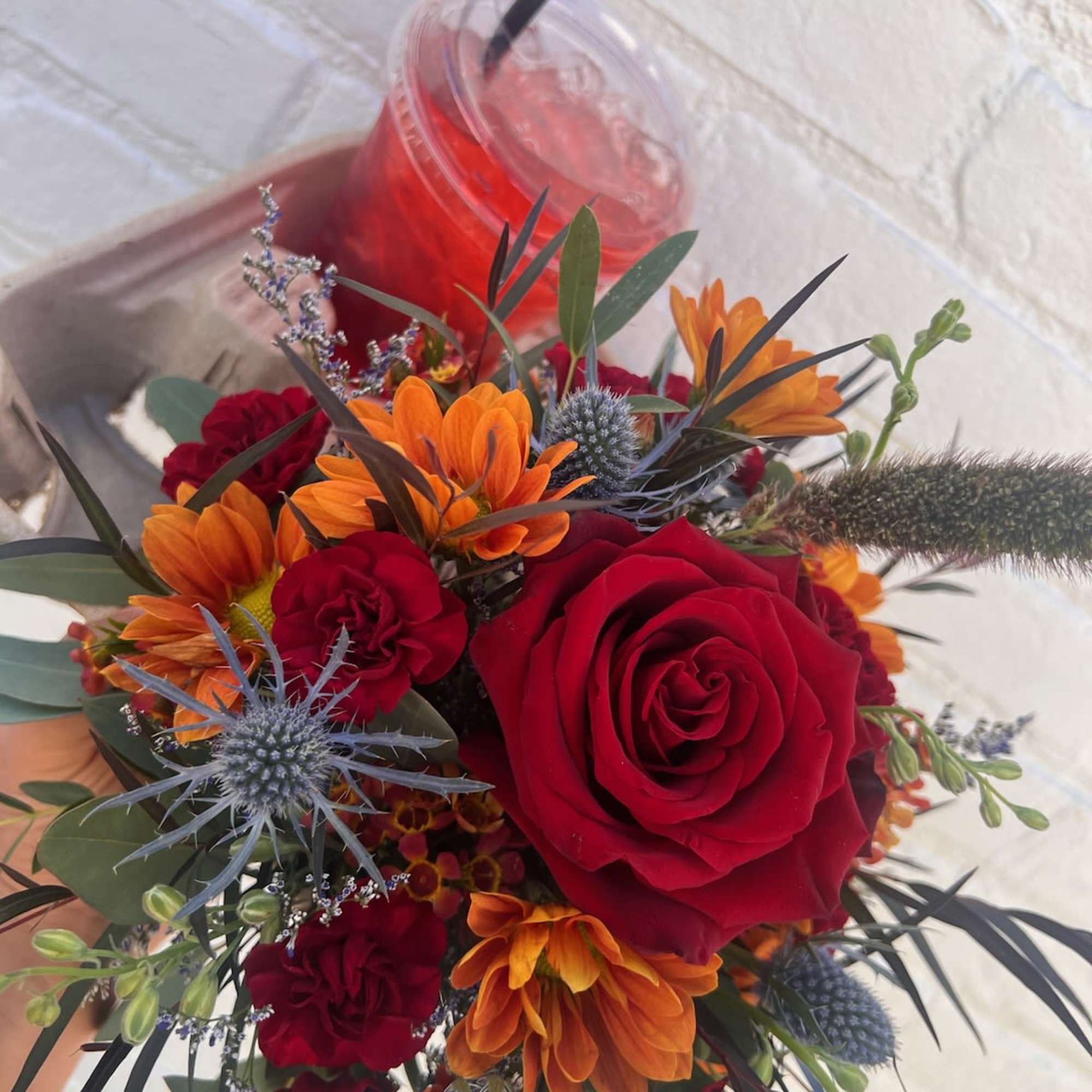 Send a friend a coffee and flowers! 
If a drink order is