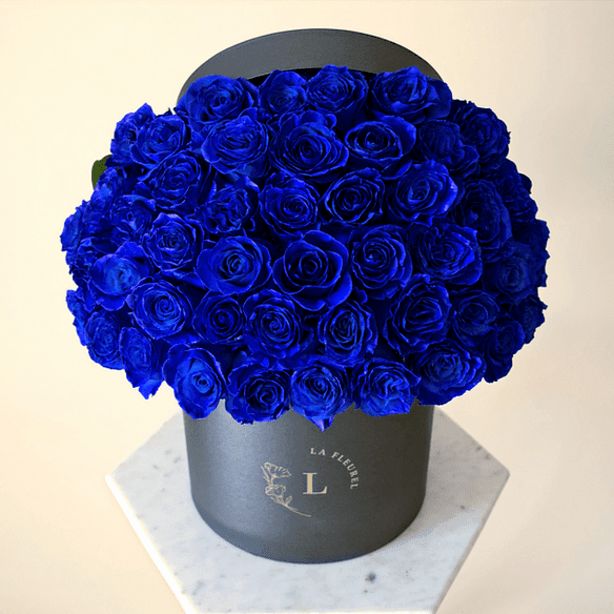 This beautiful arrangement filled with the royal blue roses to deliver your