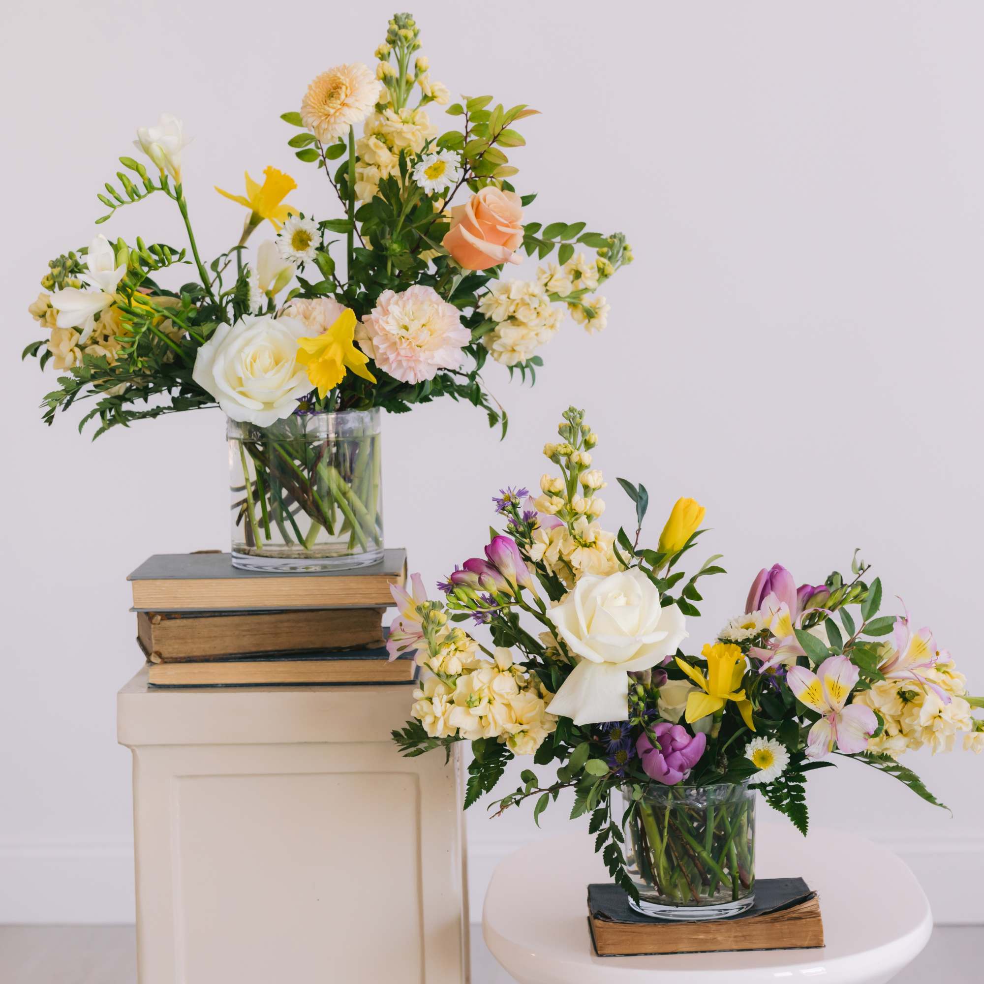 Designed in our signature style: a lush garden-style mix of seasonal blooms