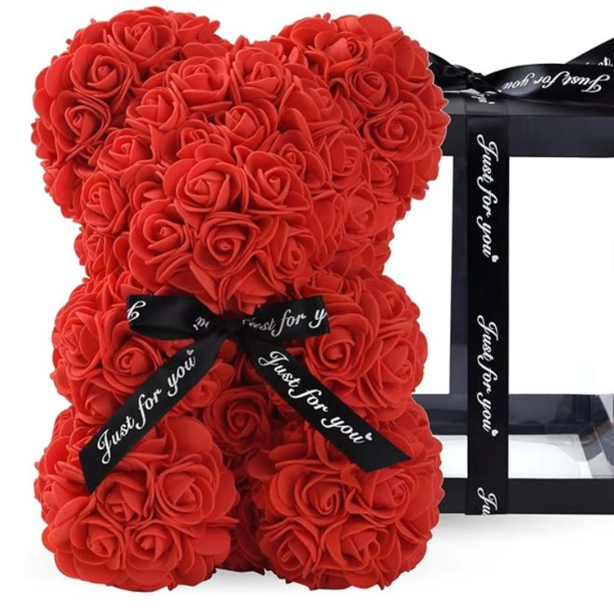 Meet our adorable Red Rose Bear, a cuddly companion infused with the