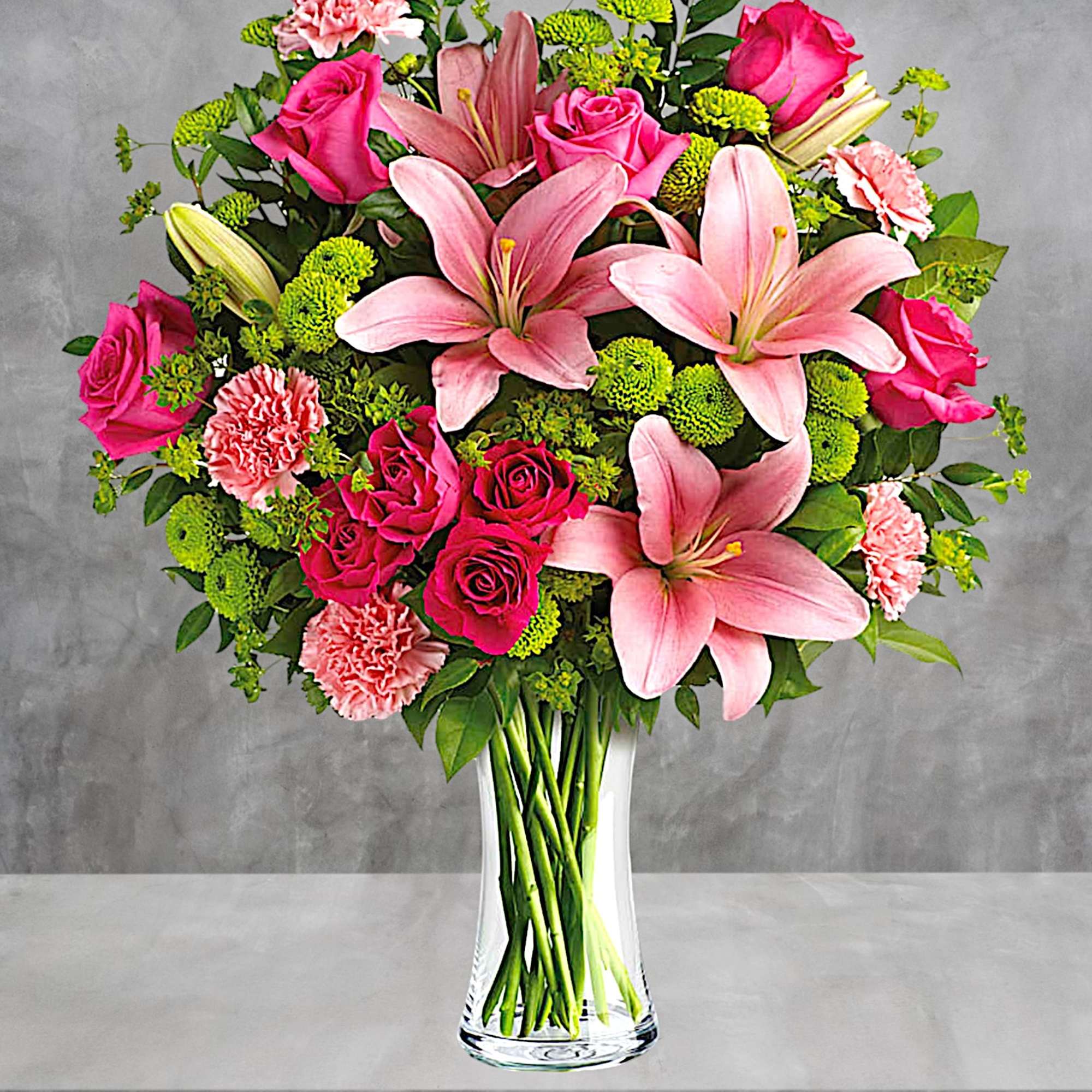 What&#039;s better than pink? More pink! This blissful arrangement of roses and