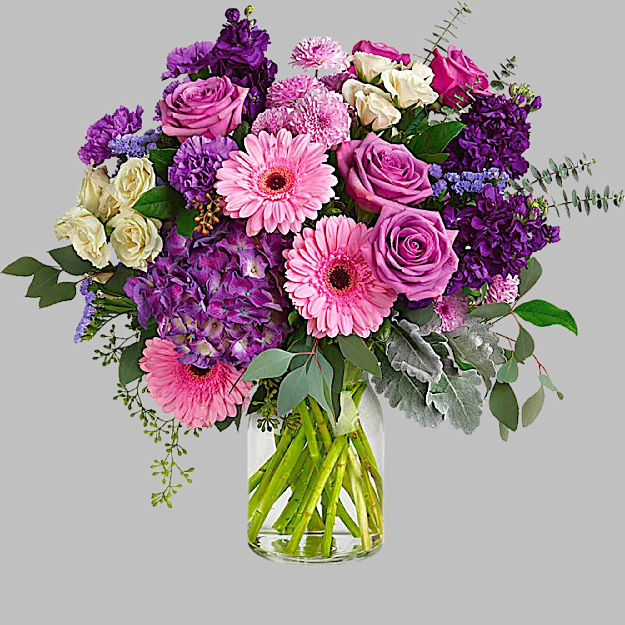 Bring beauty to any occasion with the deep purples and playful pinks