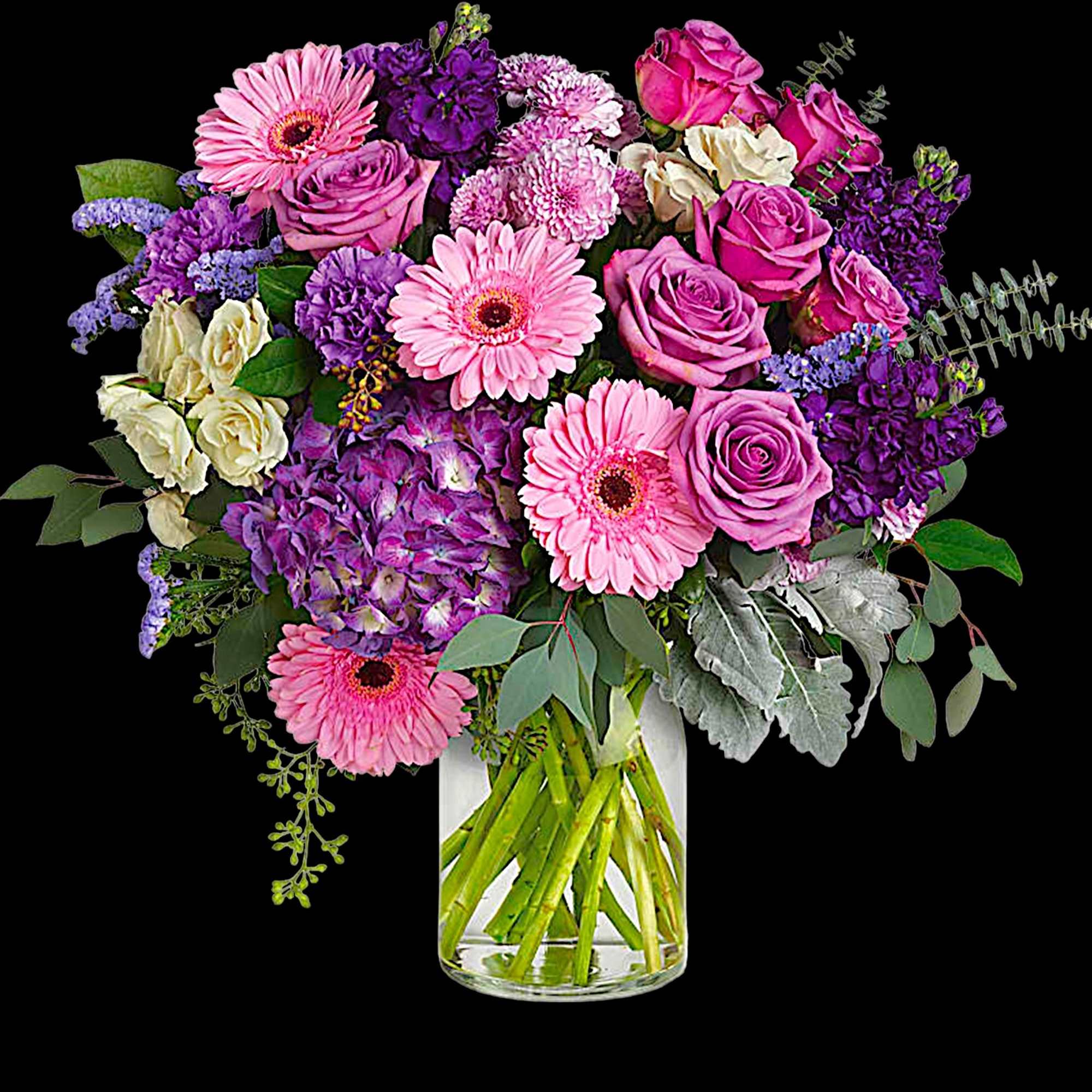 Bring beauty to any occasion with the deep purples and playful pinks