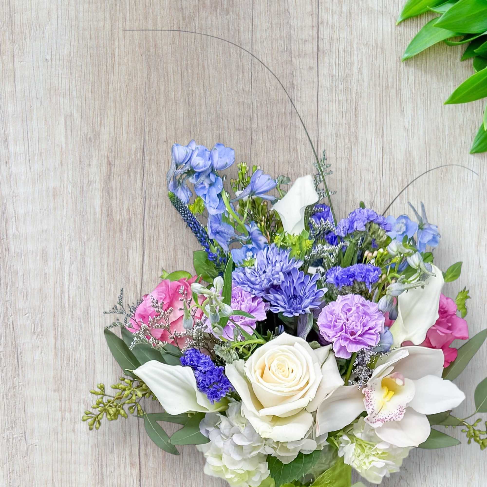 Mix of blues and purples 