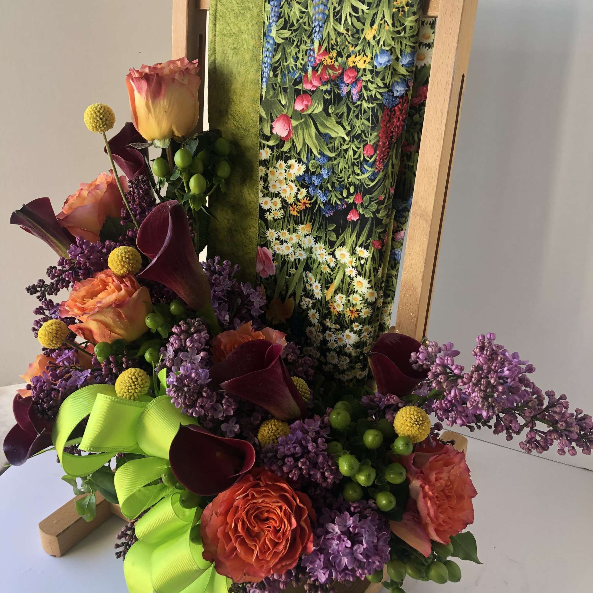 Seasonal Blooms adorn this quilt rack. Unique and one of a kind